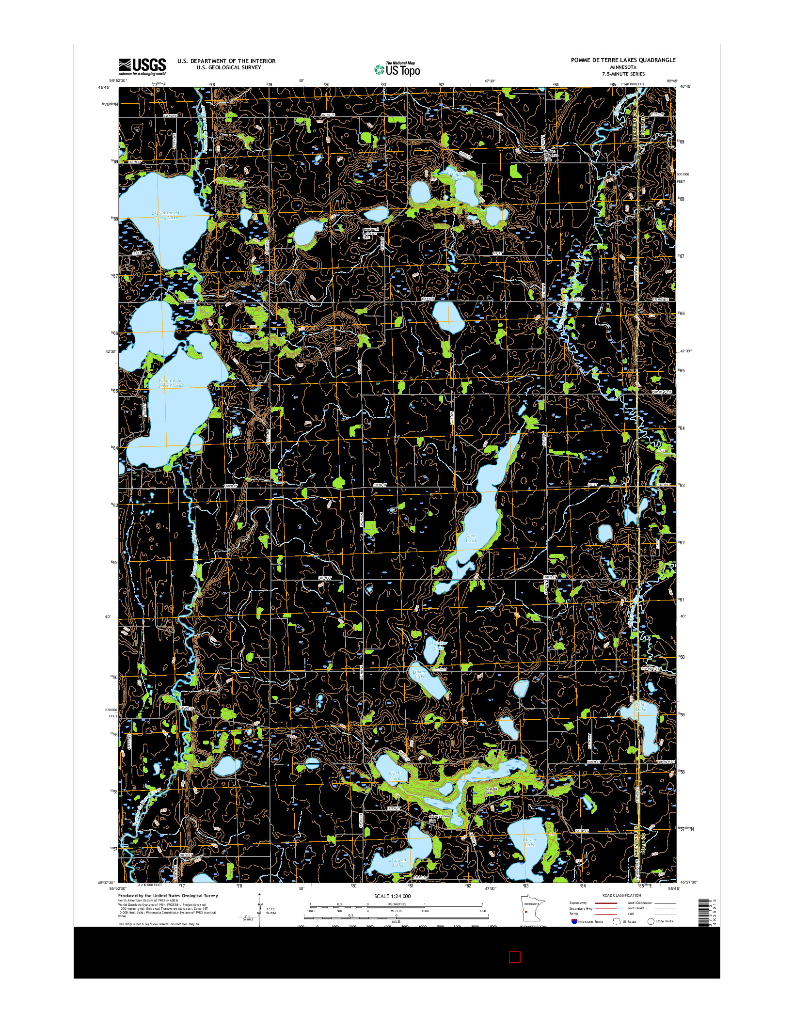 USGS US TOPO 7.5-MINUTE MAP FOR POMME DE TERRE LAKES, MN 2016