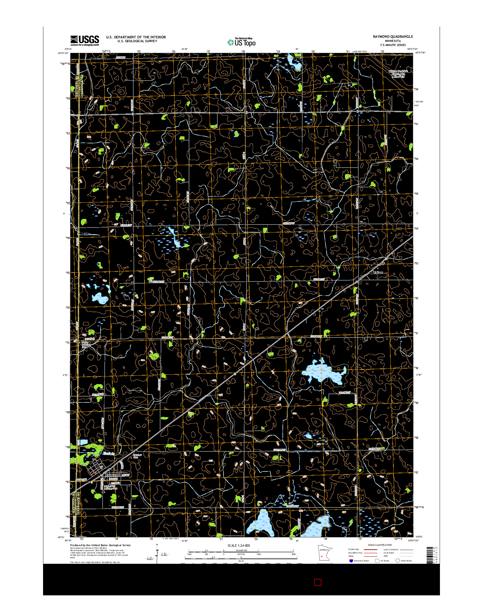 USGS US TOPO 7.5-MINUTE MAP FOR RAYMOND, MN 2016