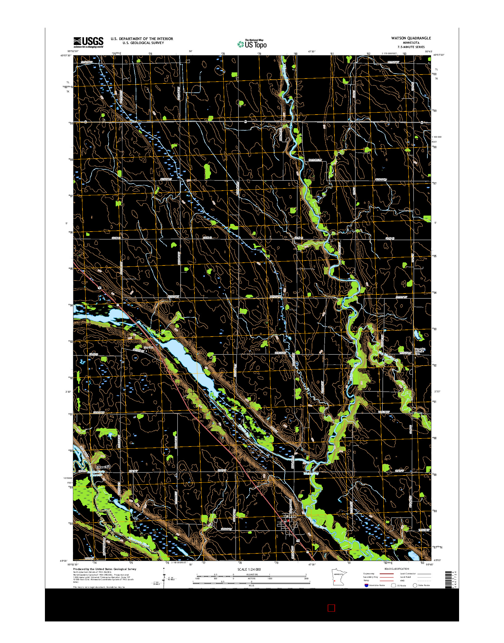 USGS US TOPO 7.5-MINUTE MAP FOR WATSON, MN 2016