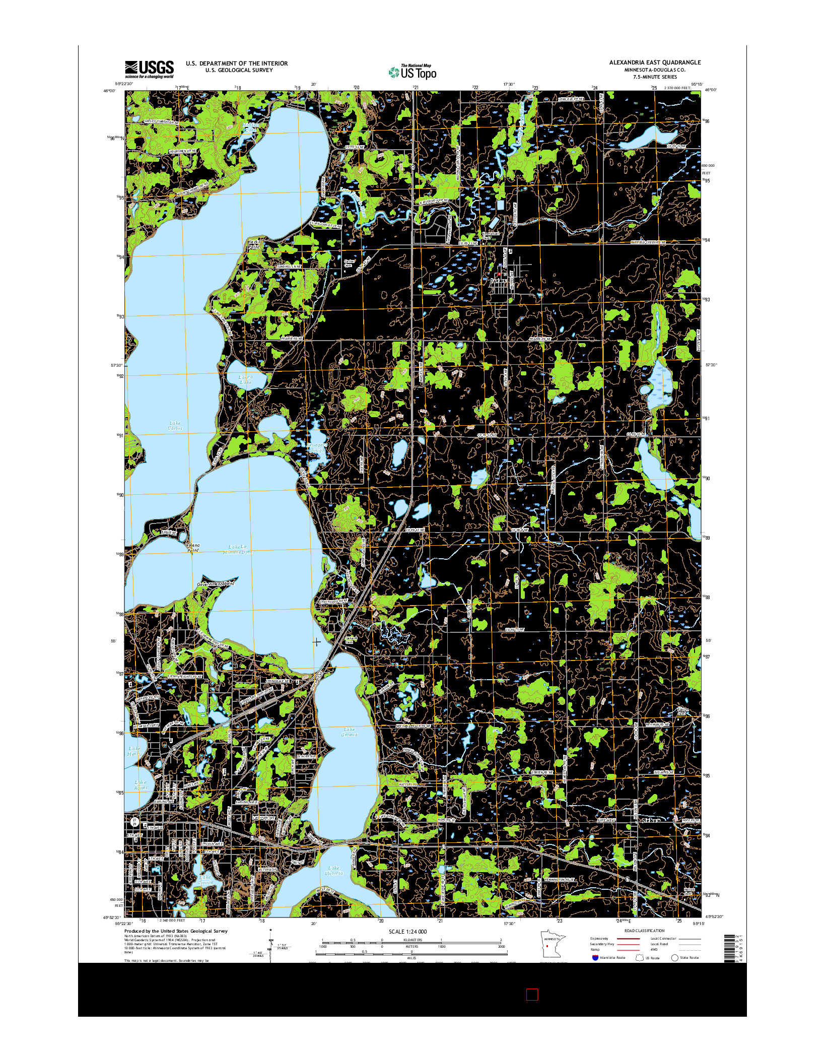USGS US TOPO 7.5-MINUTE MAP FOR ALEXANDRIA EAST, MN 2016