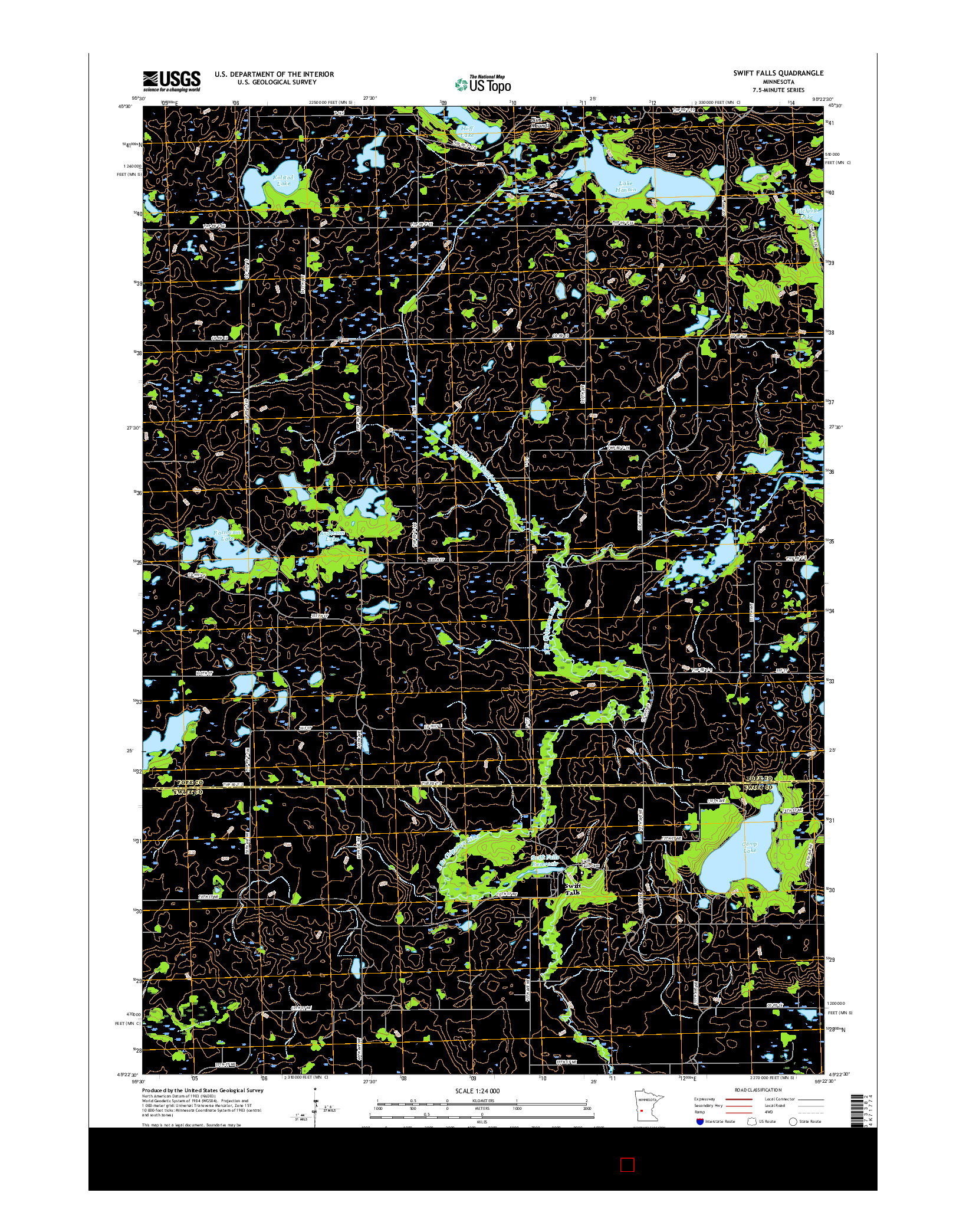 USGS US TOPO 7.5-MINUTE MAP FOR SWIFT FALLS, MN 2016