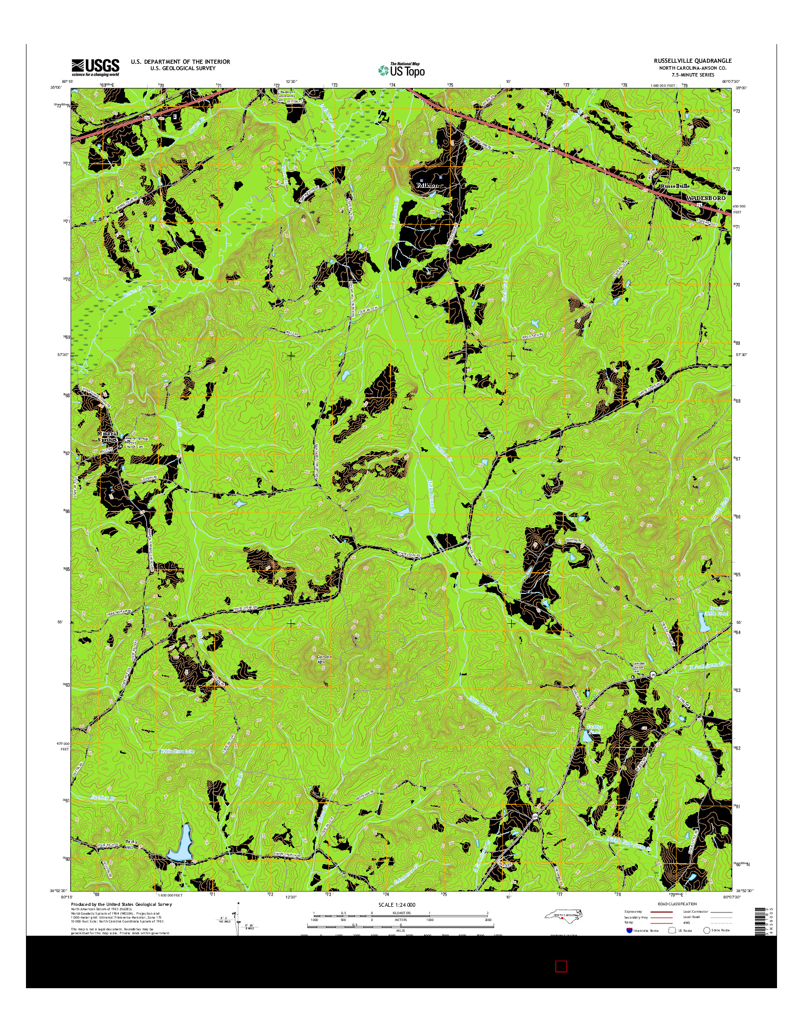 USGS US TOPO 7.5-MINUTE MAP FOR RUSSELLVILLE, NC 2016