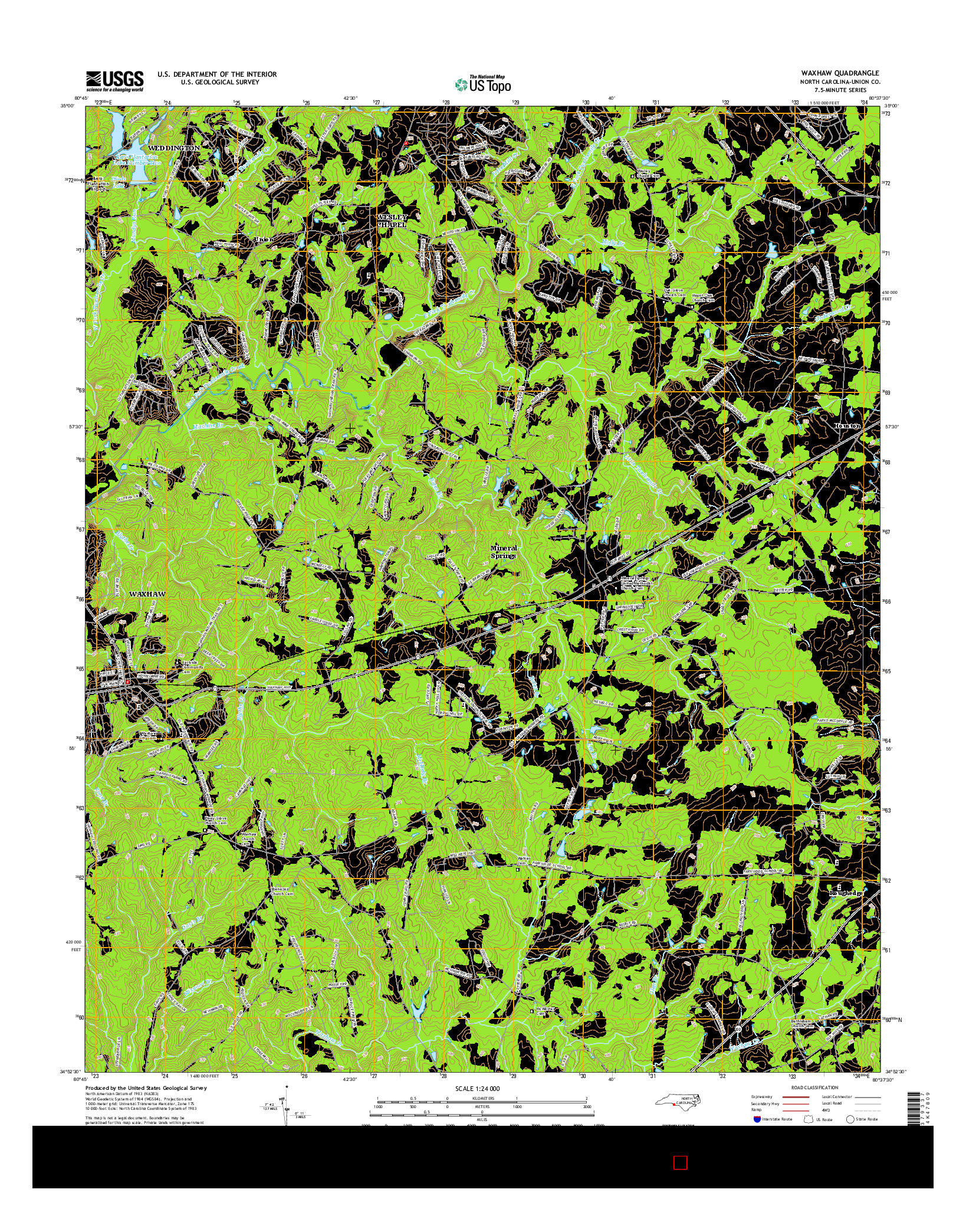 USGS US TOPO 7.5-MINUTE MAP FOR WAXHAW, NC 2016