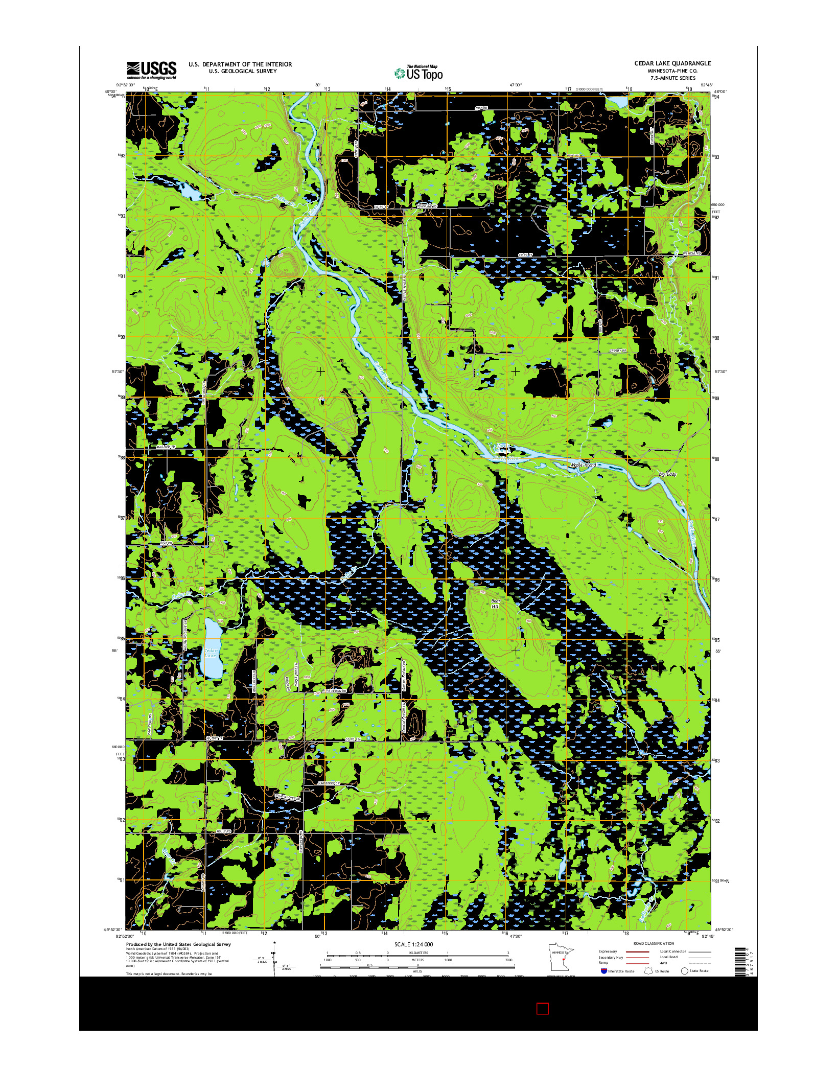 USGS US TOPO 7.5-MINUTE MAP FOR CEDAR LAKE, MN 2016
