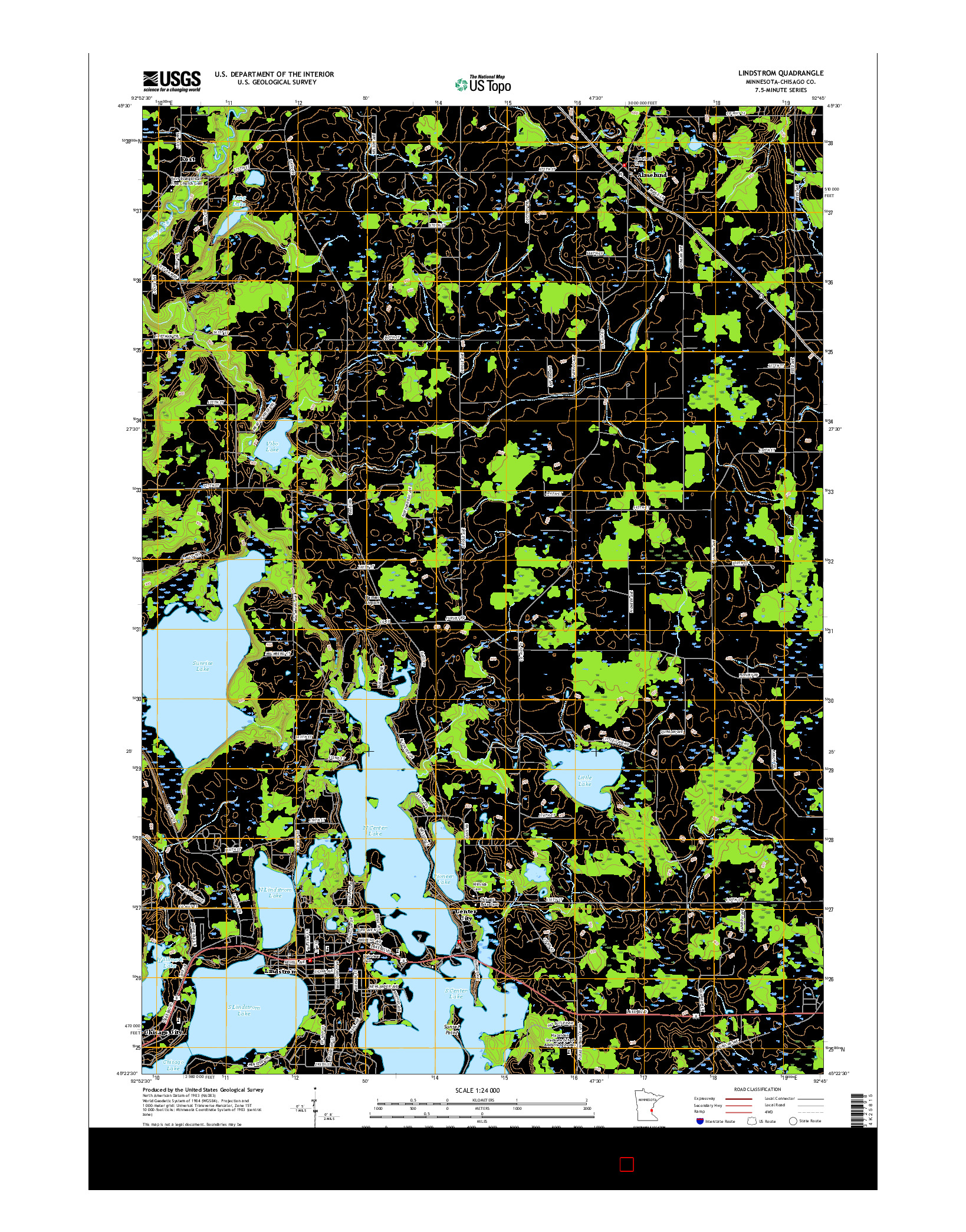 USGS US TOPO 7.5-MINUTE MAP FOR LINDSTROM, MN 2016