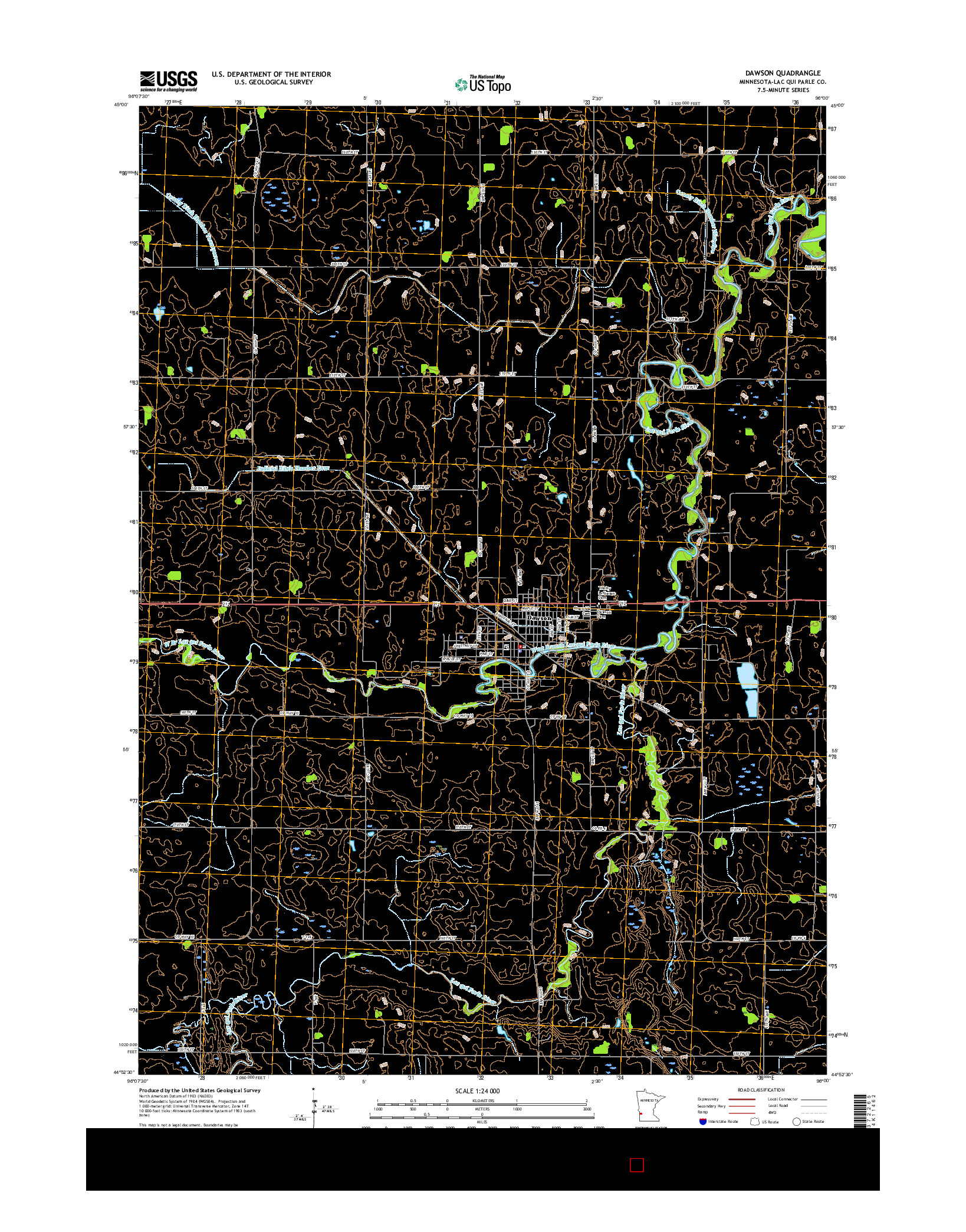 USGS US TOPO 7.5-MINUTE MAP FOR DAWSON, MN 2016