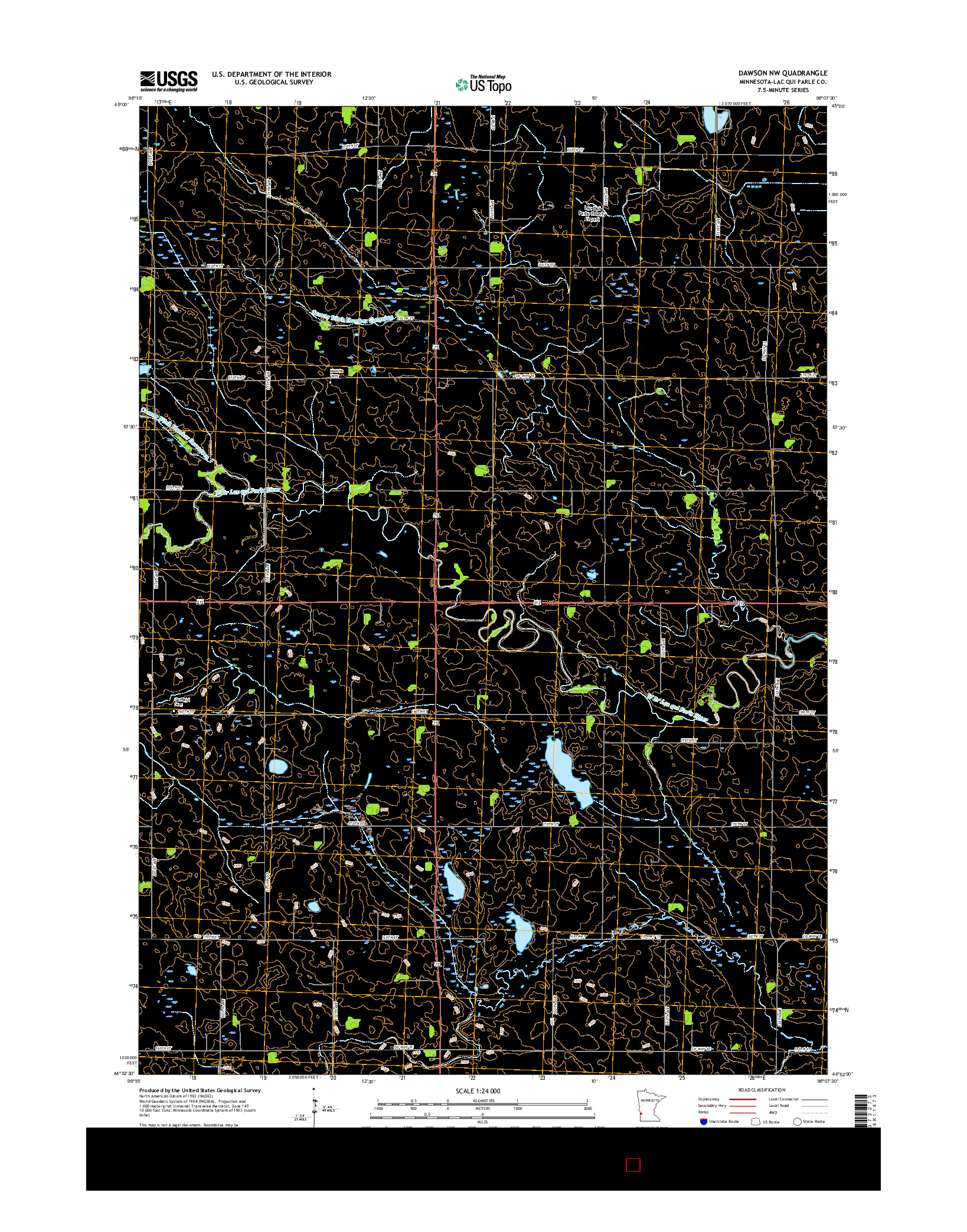 USGS US TOPO 7.5-MINUTE MAP FOR DAWSON NW, MN 2016