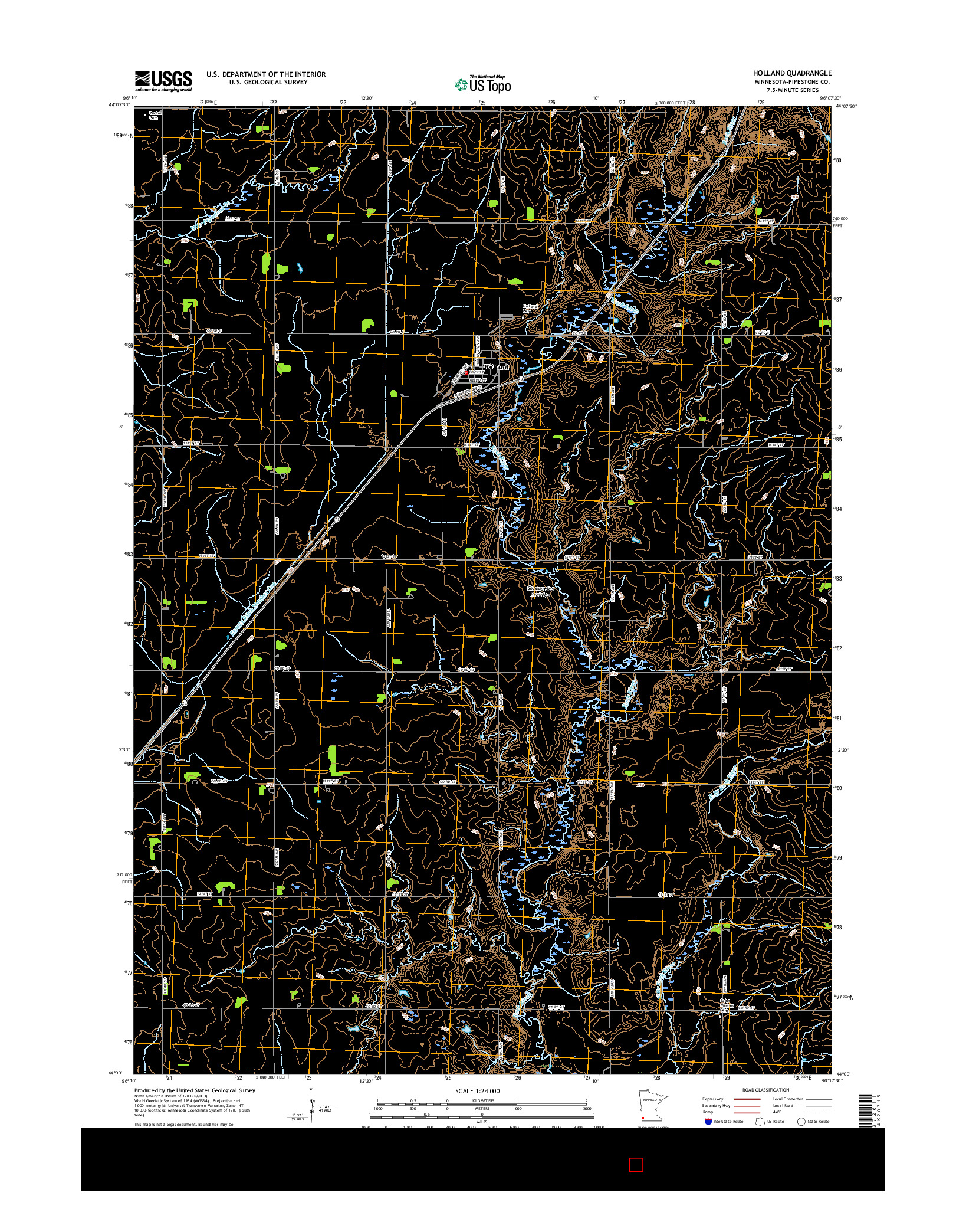USGS US TOPO 7.5-MINUTE MAP FOR HOLLAND, MN 2016