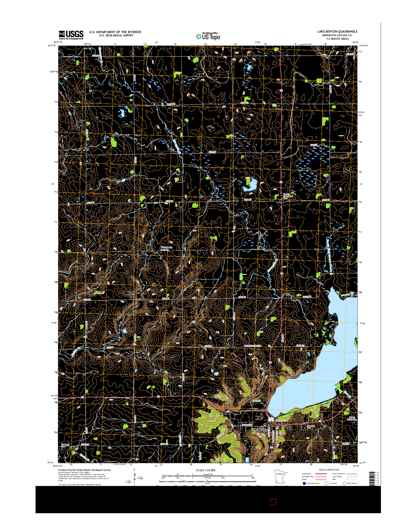 USGS US TOPO 7.5-MINUTE MAP FOR LAKE BENTON, MN 2016