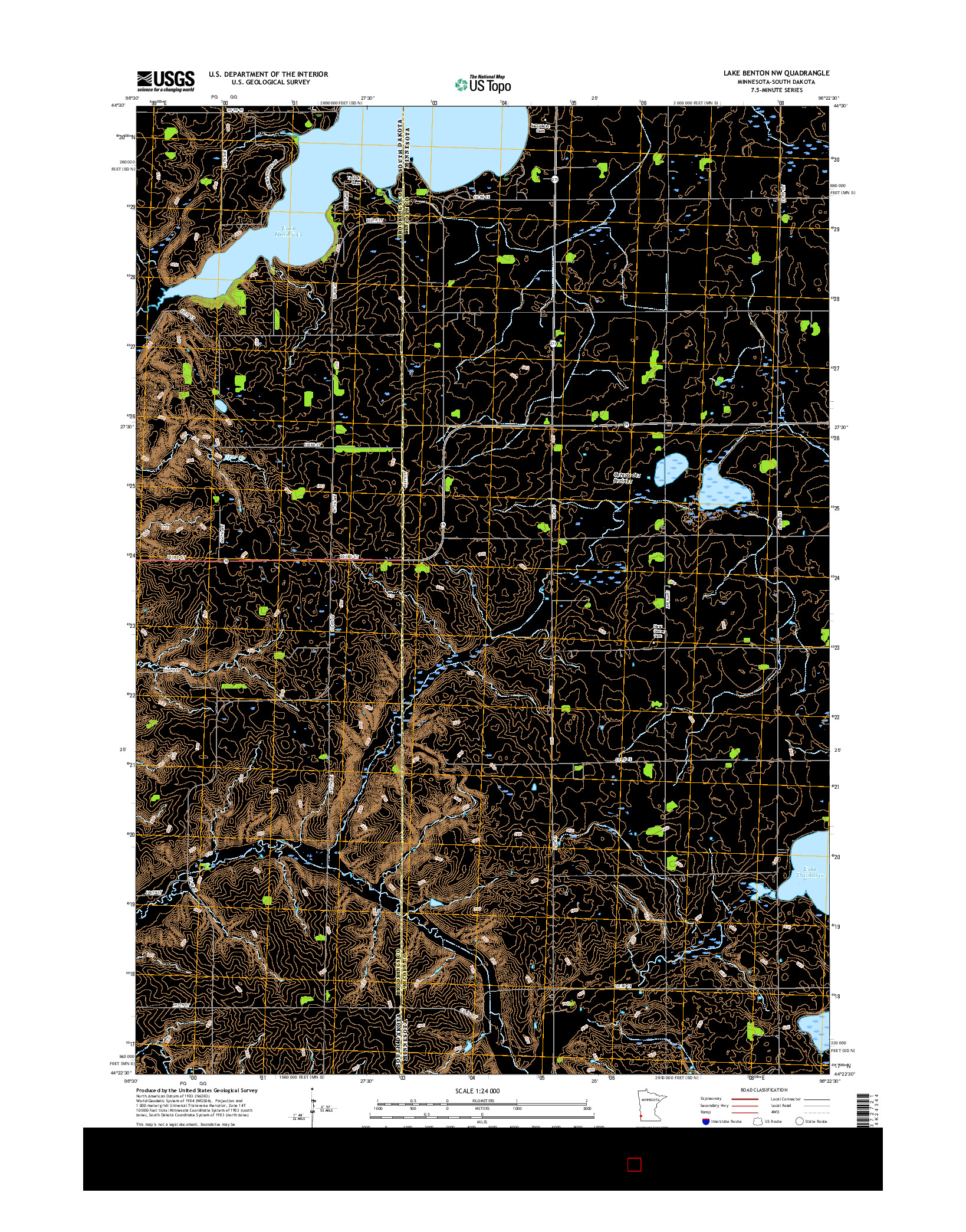 USGS US TOPO 7.5-MINUTE MAP FOR LAKE BENTON NW, MN-SD 2016