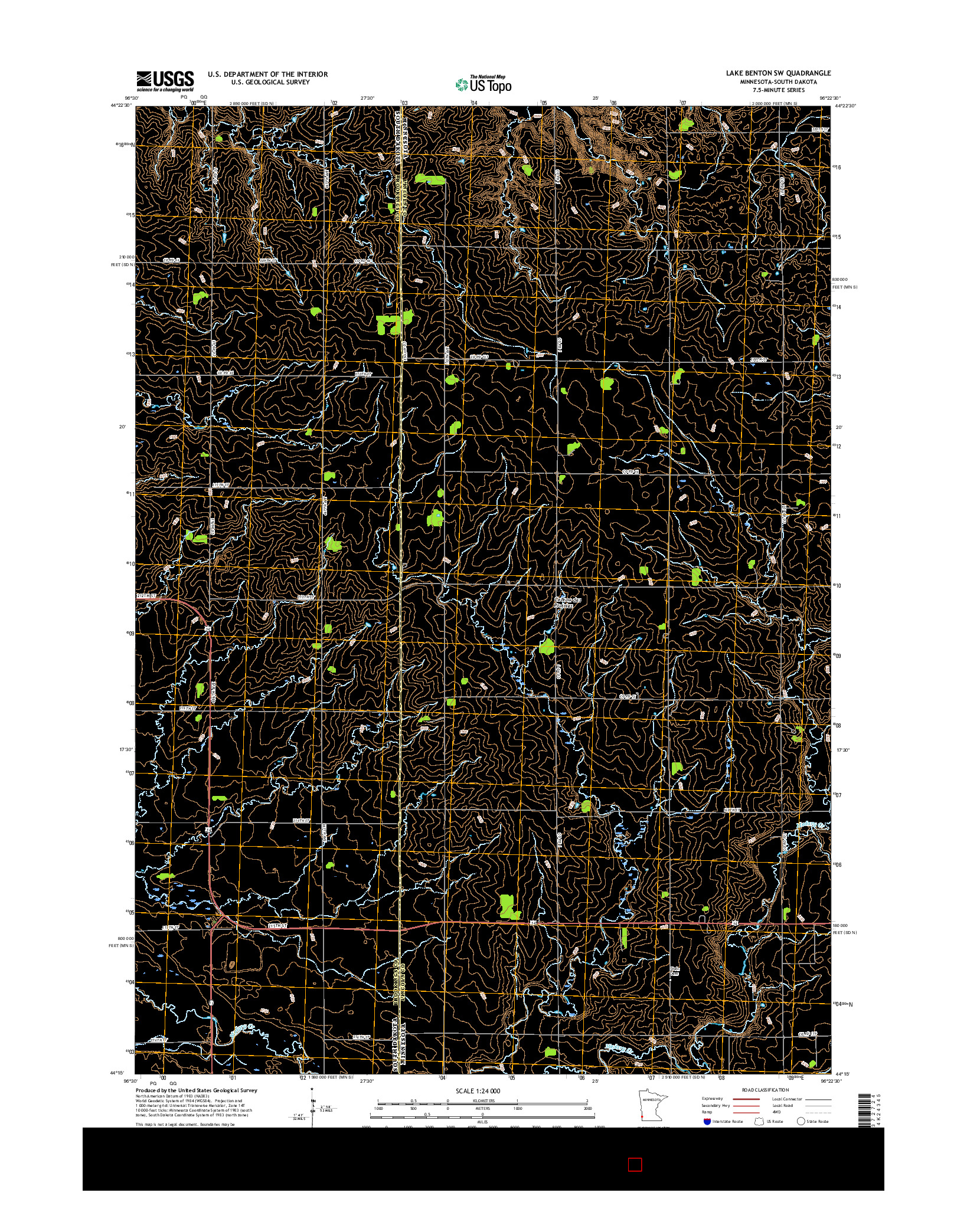 USGS US TOPO 7.5-MINUTE MAP FOR LAKE BENTON SW, MN-SD 2016