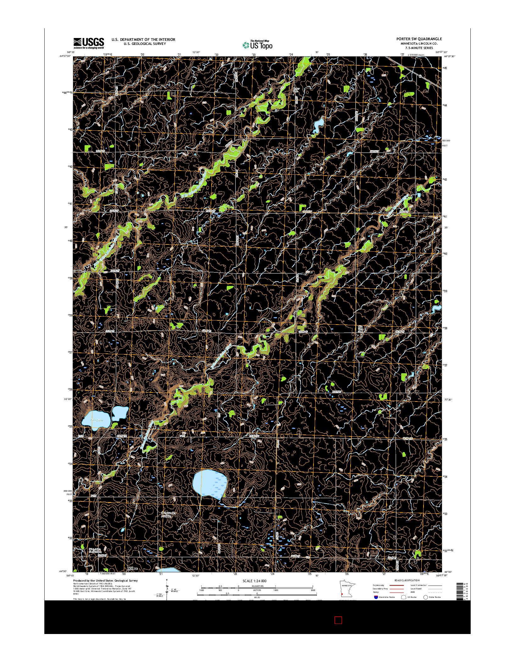 USGS US TOPO 7.5-MINUTE MAP FOR PORTER SW, MN 2016