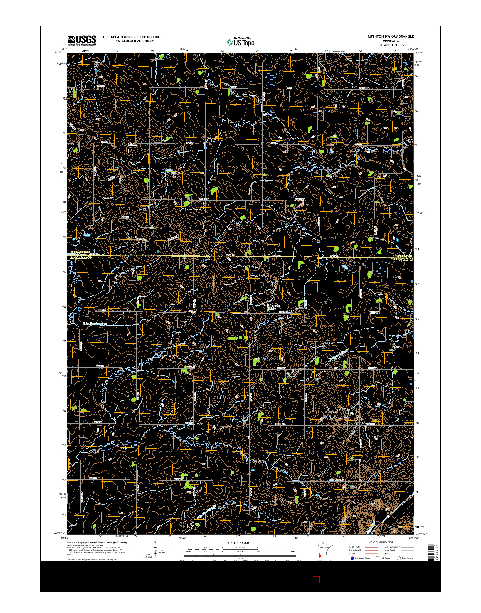 USGS US TOPO 7.5-MINUTE MAP FOR RUTHTON NW, MN 2016