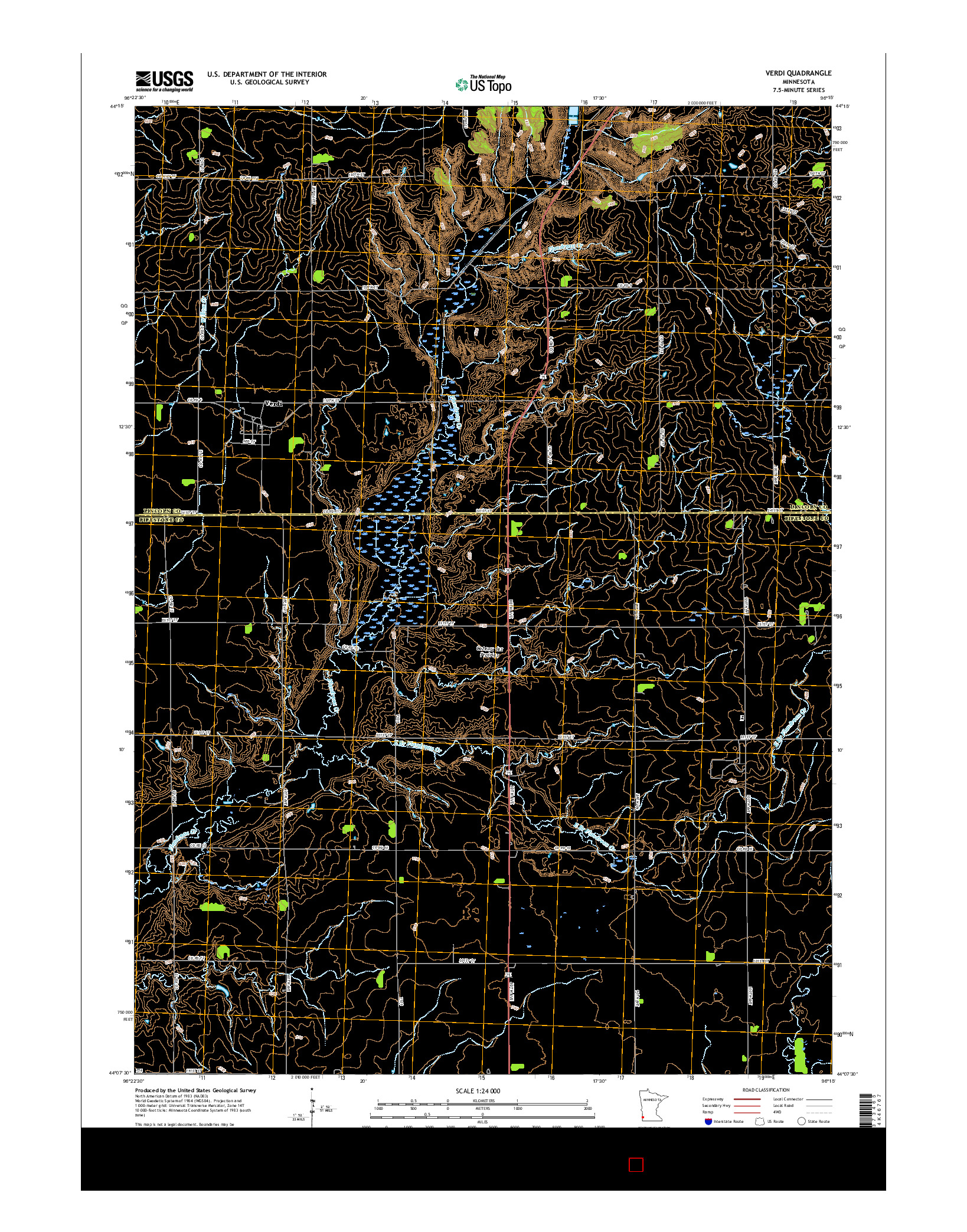 USGS US TOPO 7.5-MINUTE MAP FOR VERDI, MN 2016