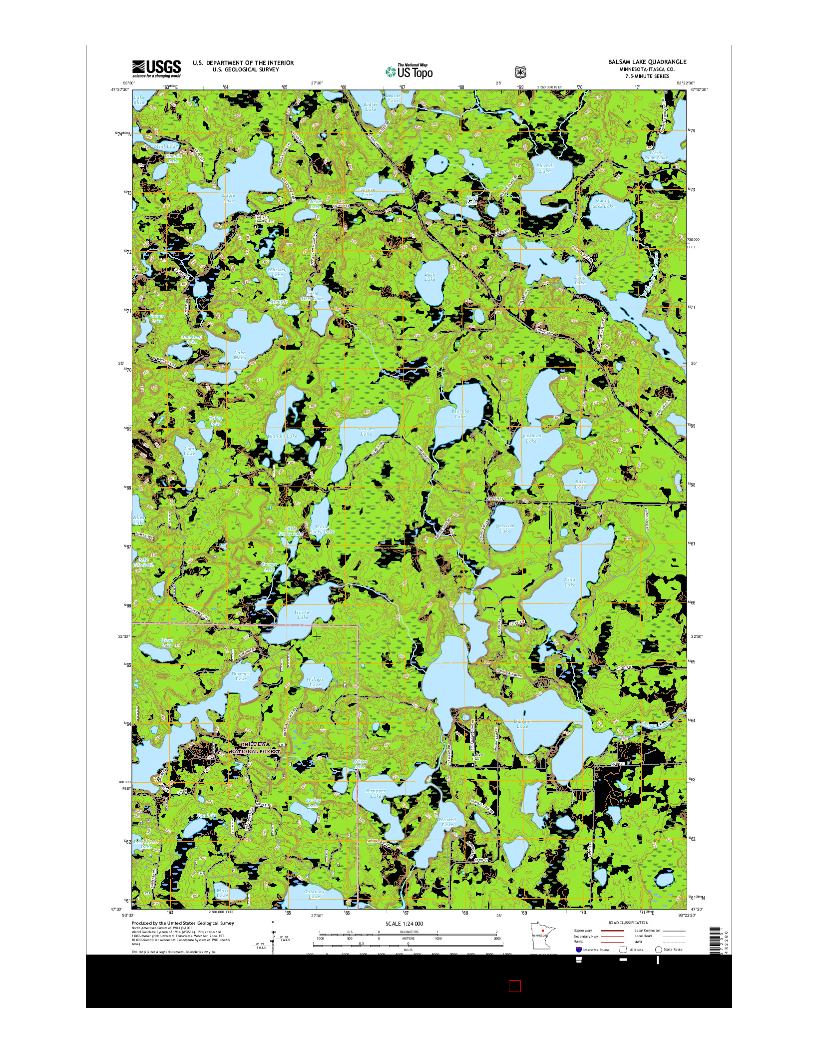 USGS US TOPO 7.5-MINUTE MAP FOR BALSAM LAKE, MN 2016