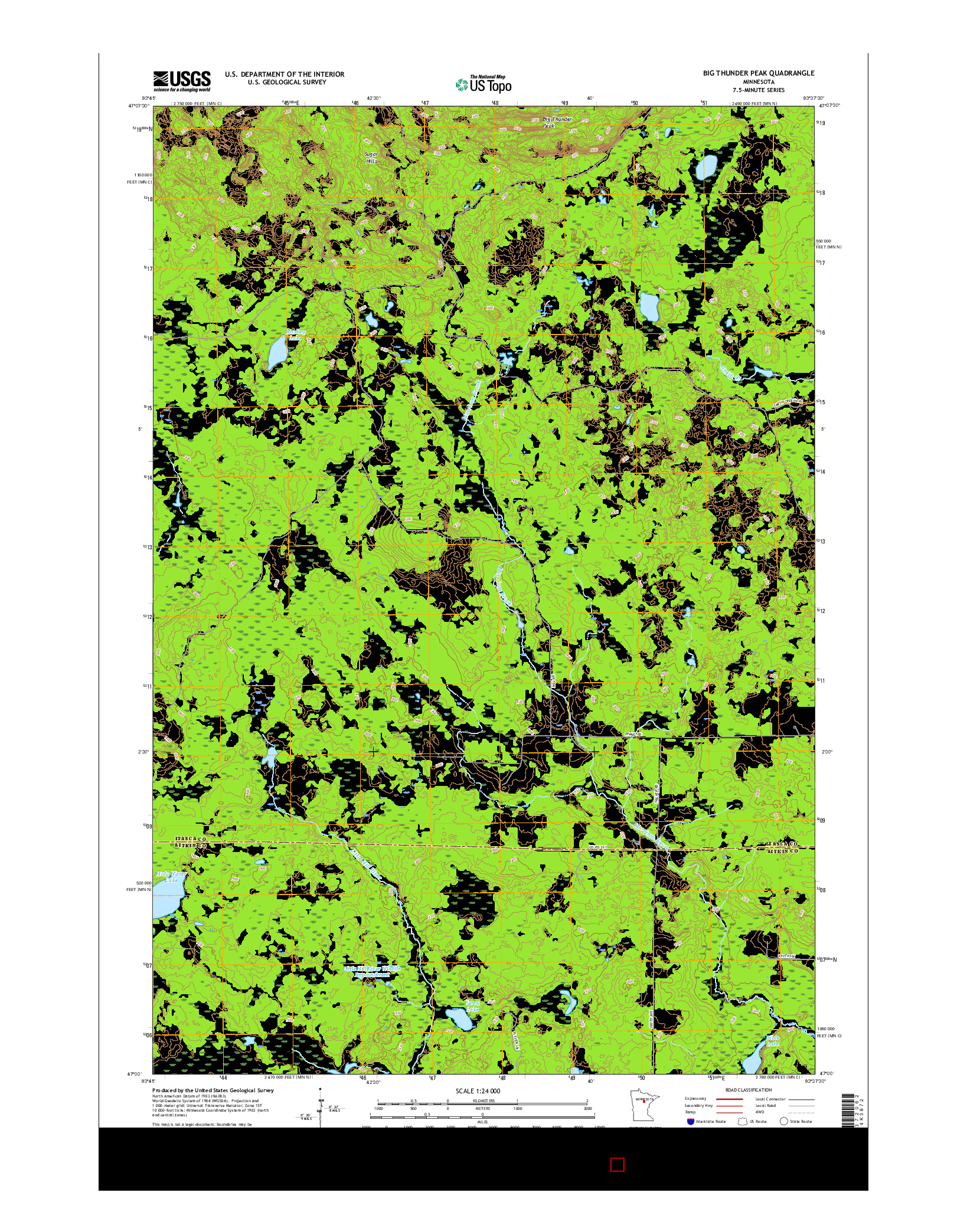 USGS US TOPO 7.5-MINUTE MAP FOR BIG THUNDER PEAK, MN 2016