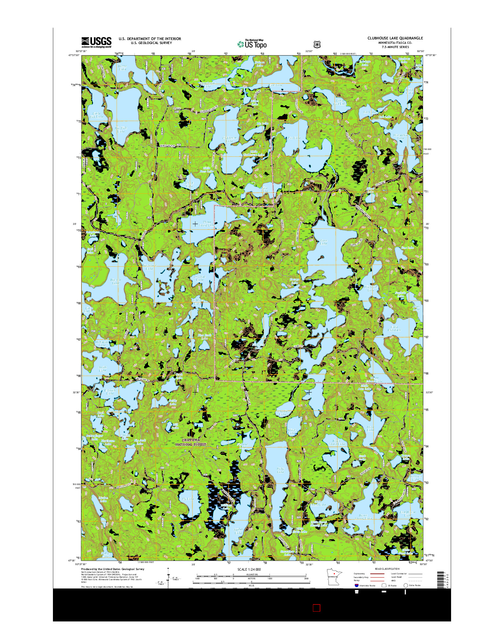USGS US TOPO 7.5-MINUTE MAP FOR CLUBHOUSE LAKE, MN 2016
