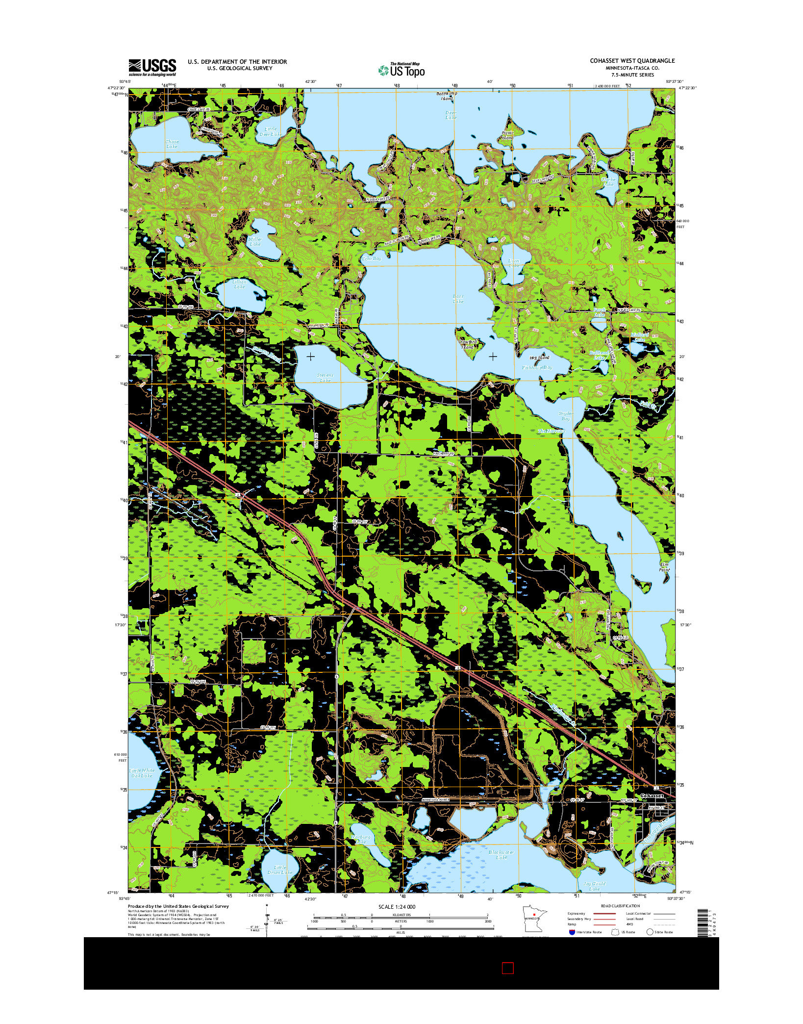 USGS US TOPO 7.5-MINUTE MAP FOR COHASSET WEST, MN 2016