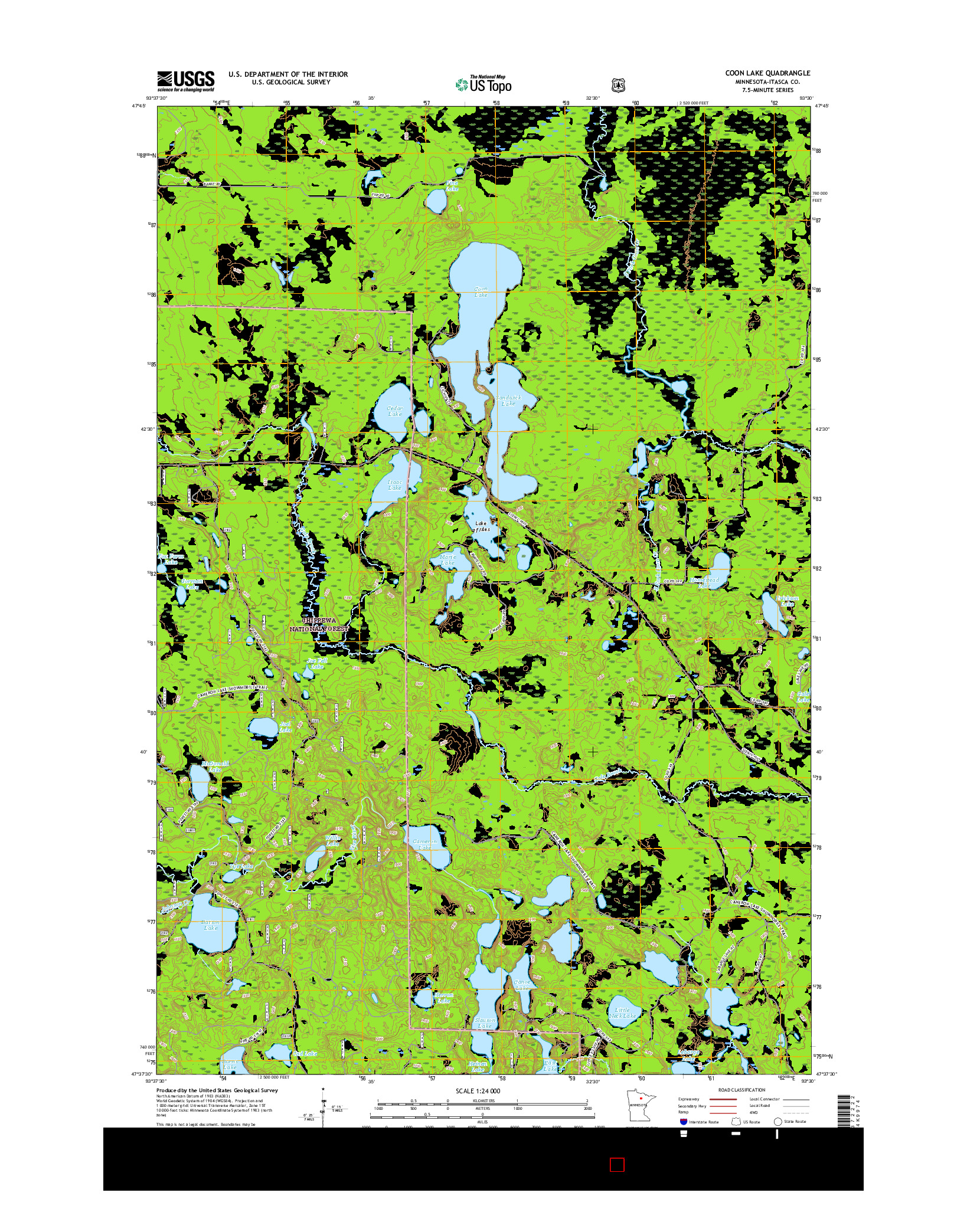 USGS US TOPO 7.5-MINUTE MAP FOR COON LAKE, MN 2016