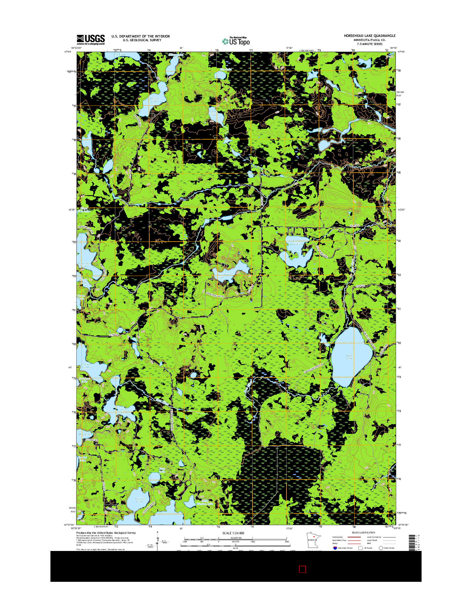 USGS US TOPO 7.5-MINUTE MAP FOR HORSEHEAD LAKE, MN 2016