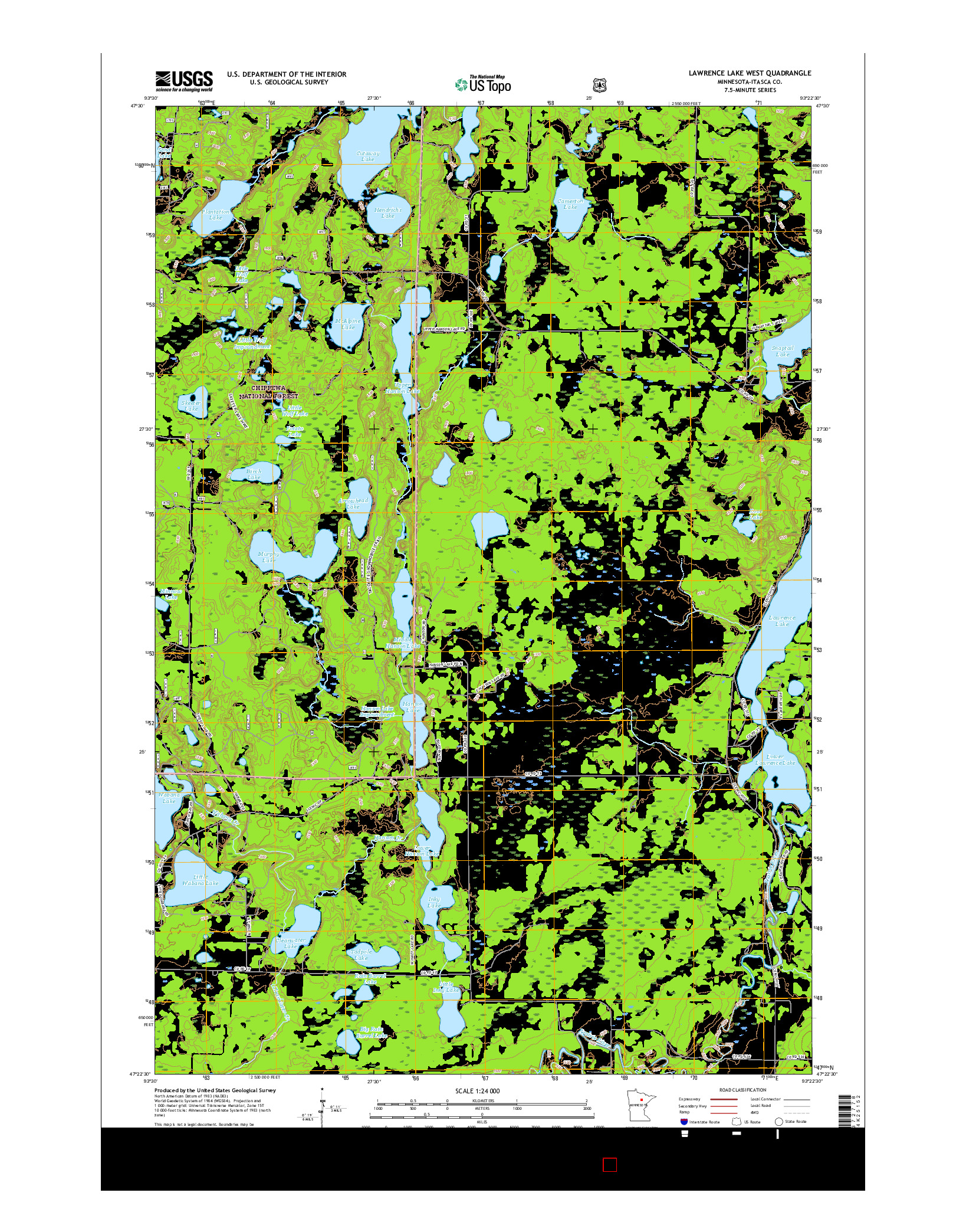 USGS US TOPO 7.5-MINUTE MAP FOR LAWRENCE LAKE WEST, MN 2016