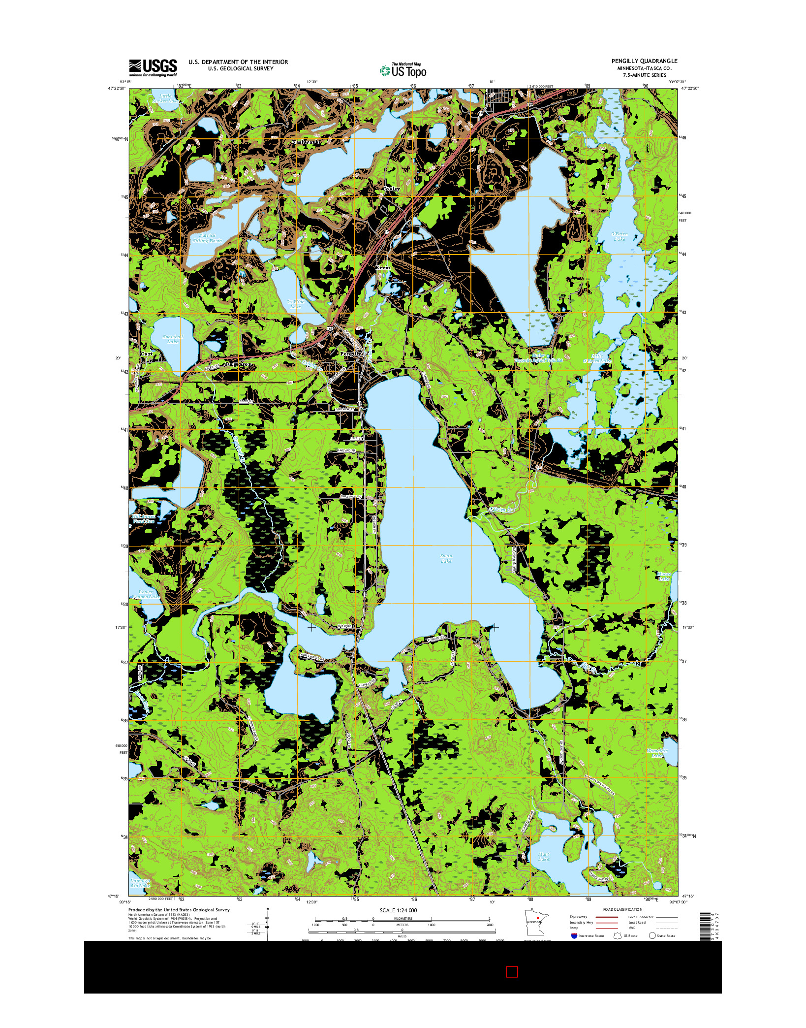 USGS US TOPO 7.5-MINUTE MAP FOR PENGILLY, MN 2016