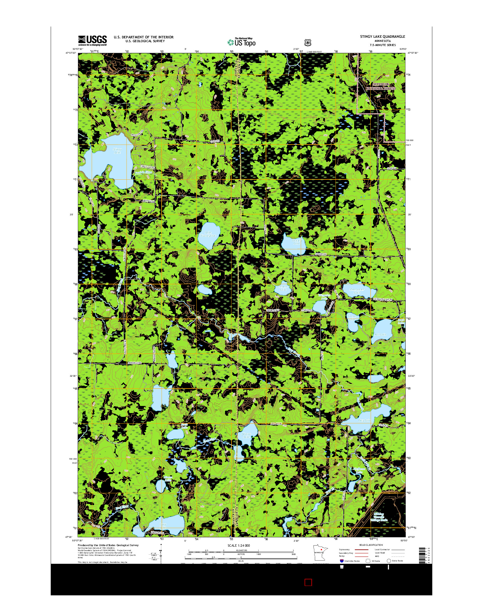 USGS US TOPO 7.5-MINUTE MAP FOR STINGY LAKE, MN 2016