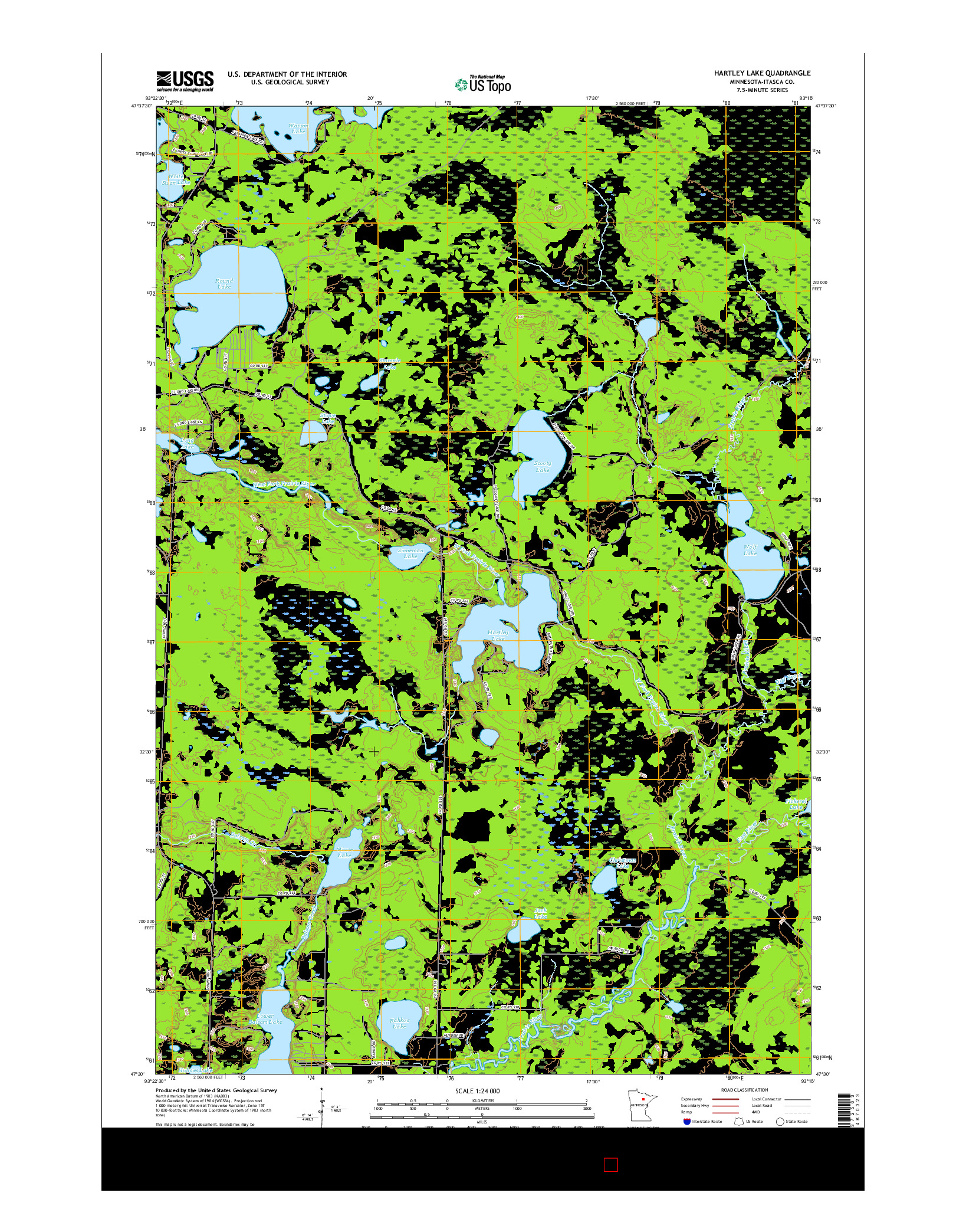 USGS US TOPO 7.5-MINUTE MAP FOR HARTLEY LAKE, MN 2016
