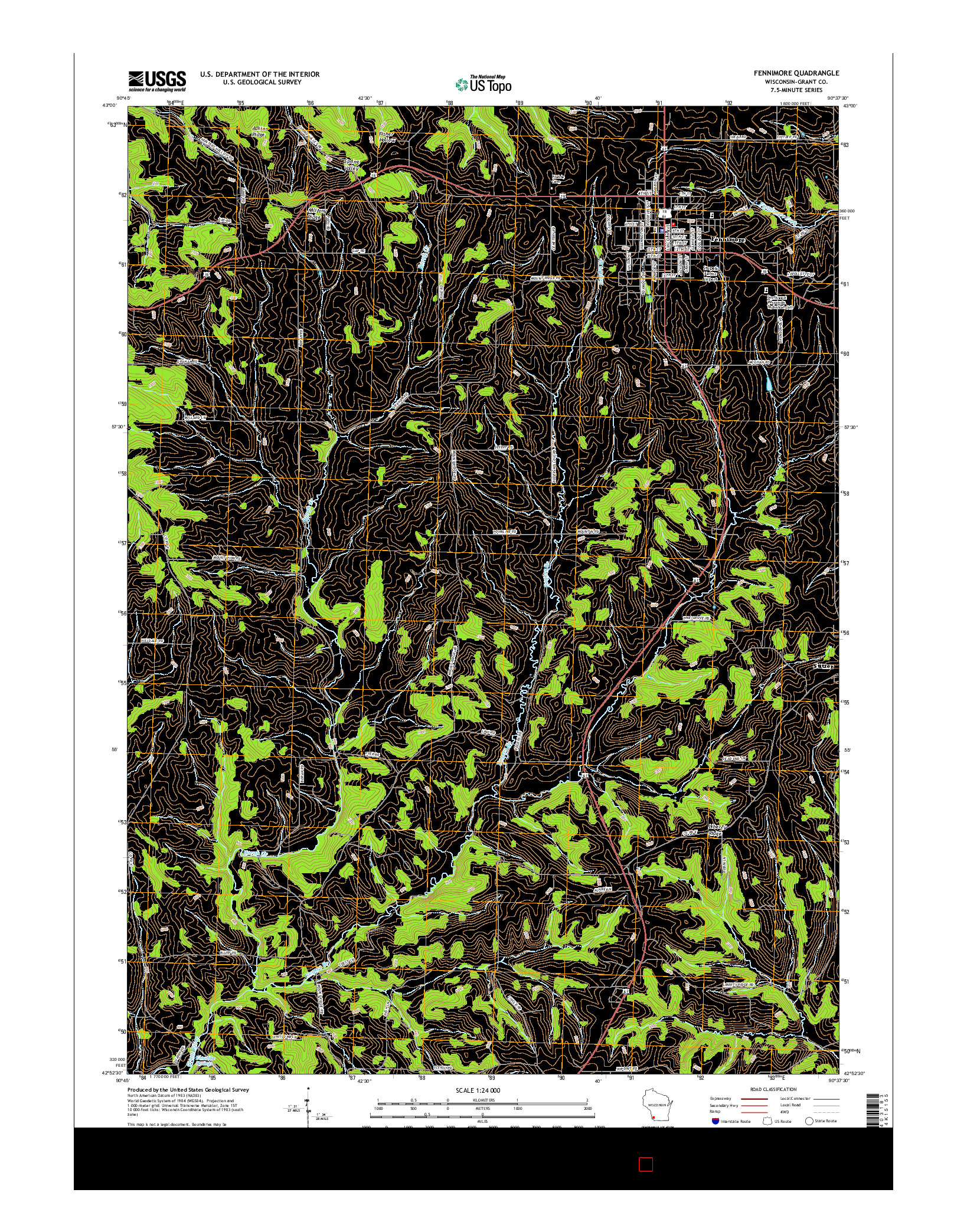 USGS US TOPO 7.5-MINUTE MAP FOR FENNIMORE, WI 2016