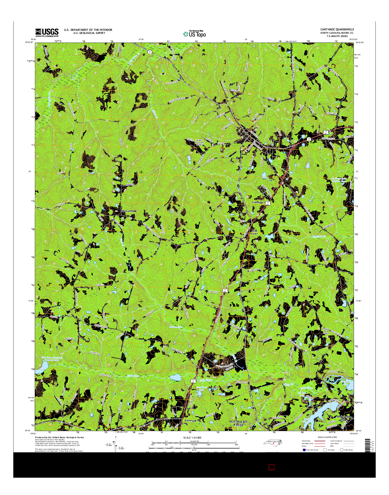 USGS US TOPO 7.5-MINUTE MAP FOR CARTHAGE, NC 2016