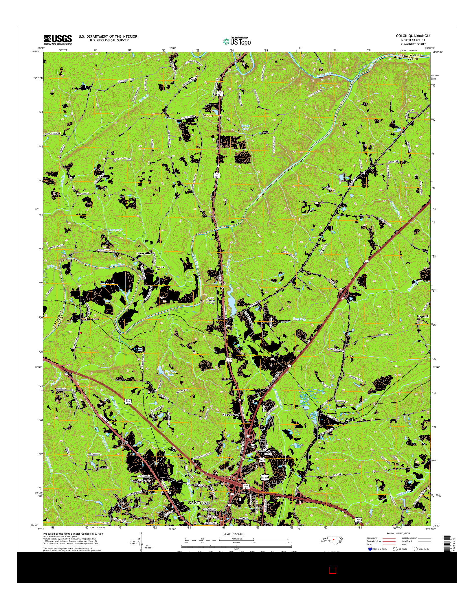 USGS US TOPO 7.5-MINUTE MAP FOR COLON, NC 2016