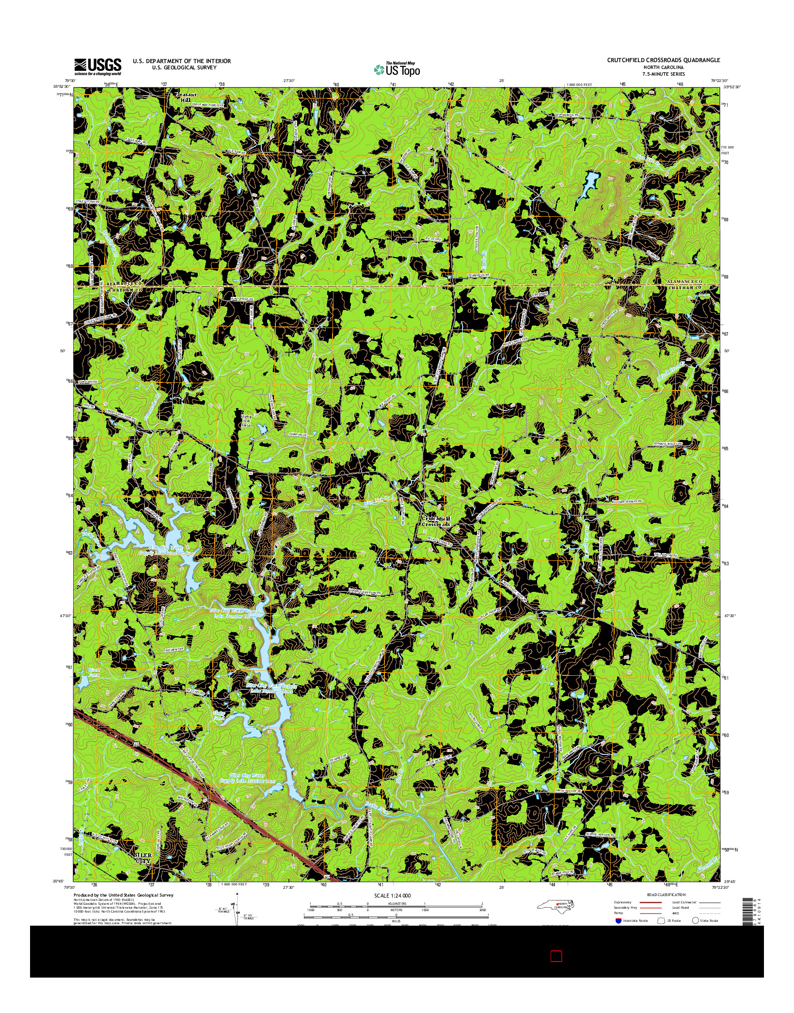 USGS US TOPO 7.5-MINUTE MAP FOR CRUTCHFIELD CROSSROADS, NC 2016