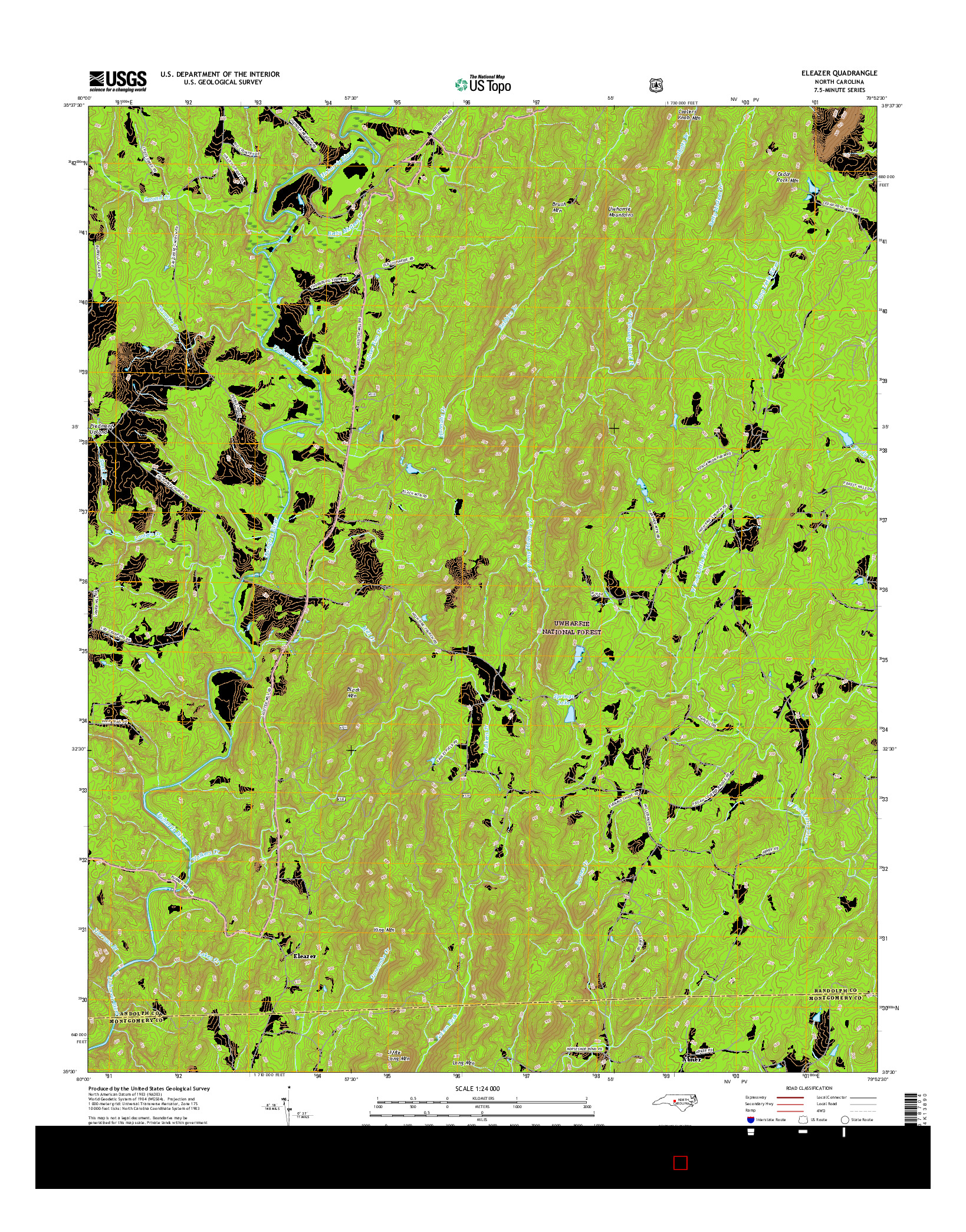 USGS US TOPO 7.5-MINUTE MAP FOR ELEAZER, NC 2016