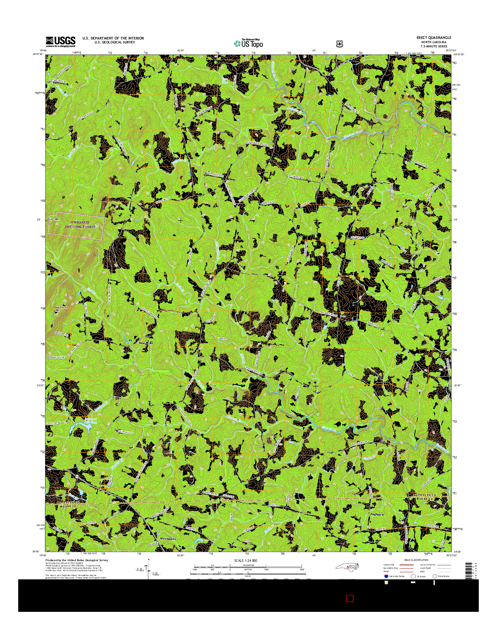 USGS US TOPO 7.5-MINUTE MAP FOR ERECT, NC 2016