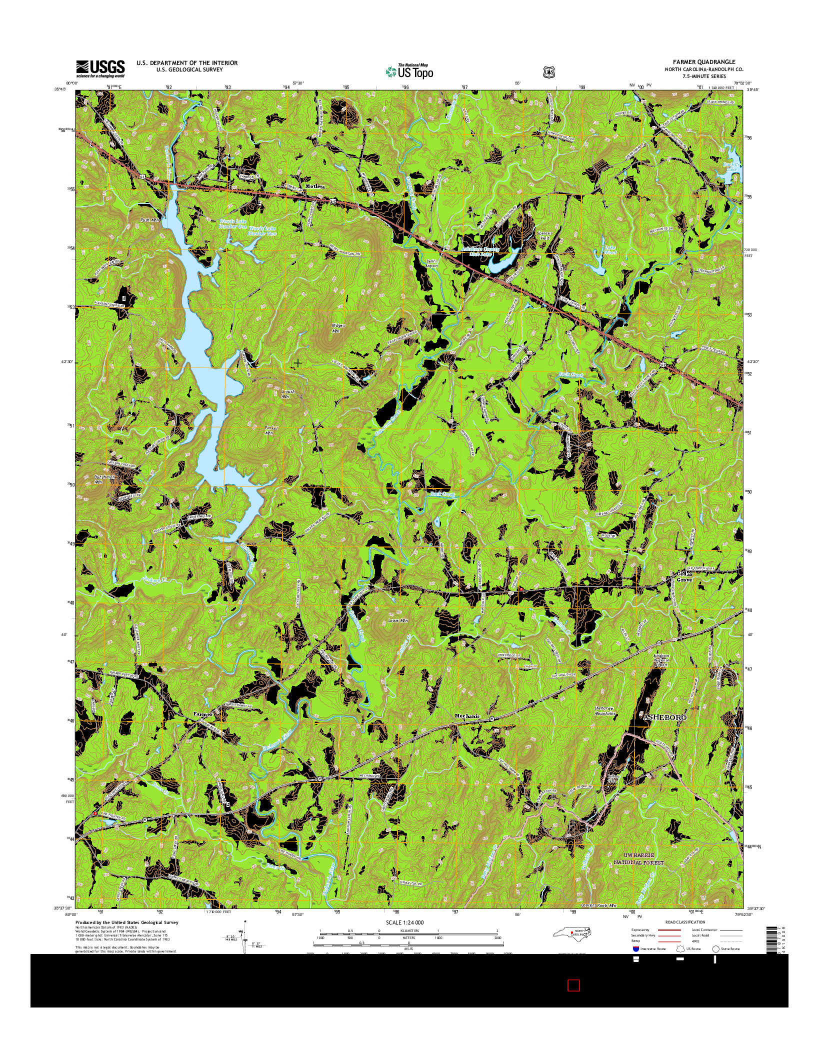 USGS US TOPO 7.5-MINUTE MAP FOR FARMER, NC 2016