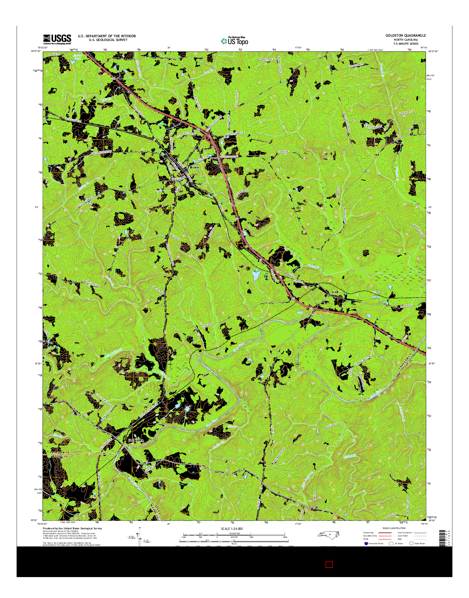 USGS US TOPO 7.5-MINUTE MAP FOR GOLDSTON, NC 2016