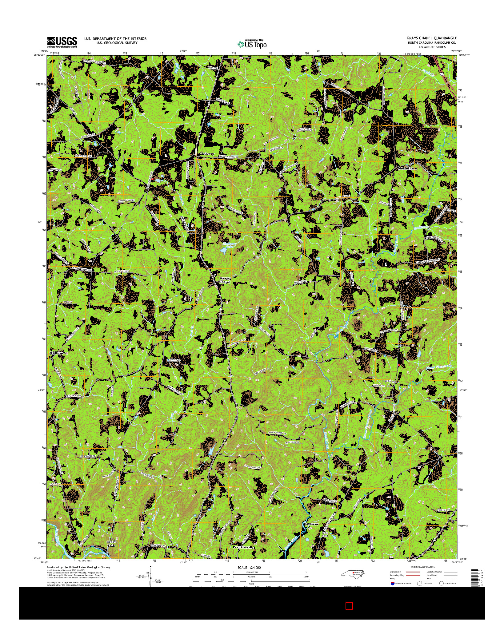 USGS US TOPO 7.5-MINUTE MAP FOR GRAYS CHAPEL, NC 2016