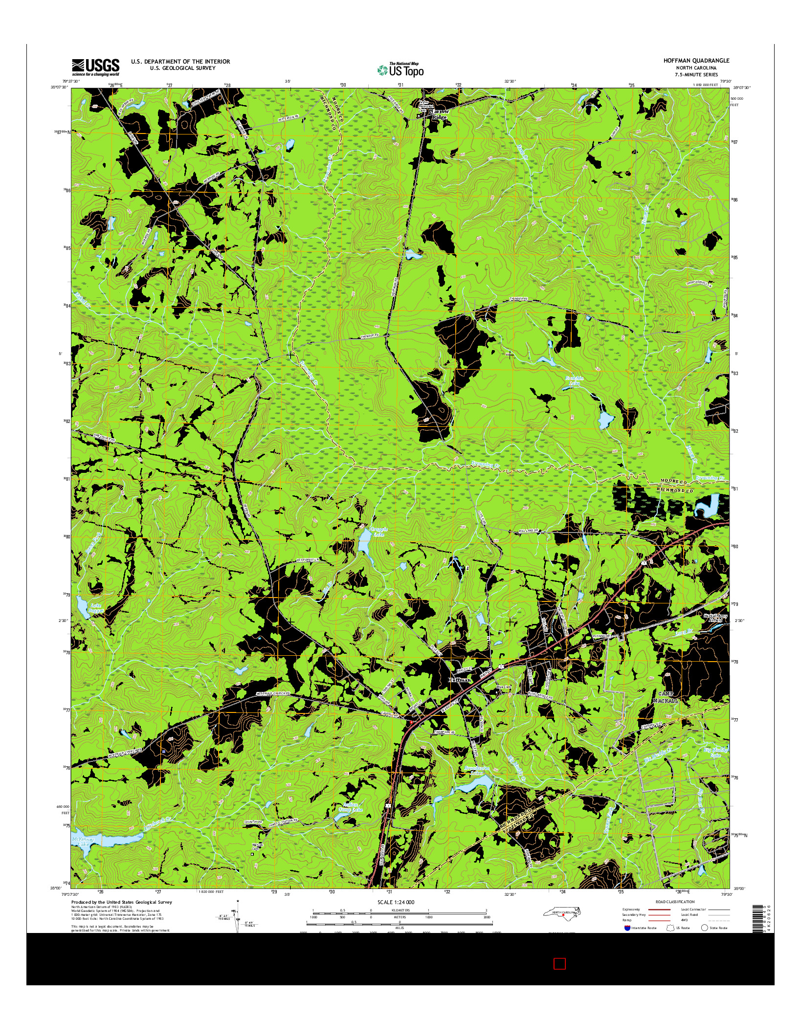 USGS US TOPO 7.5-MINUTE MAP FOR HOFFMAN, NC 2016