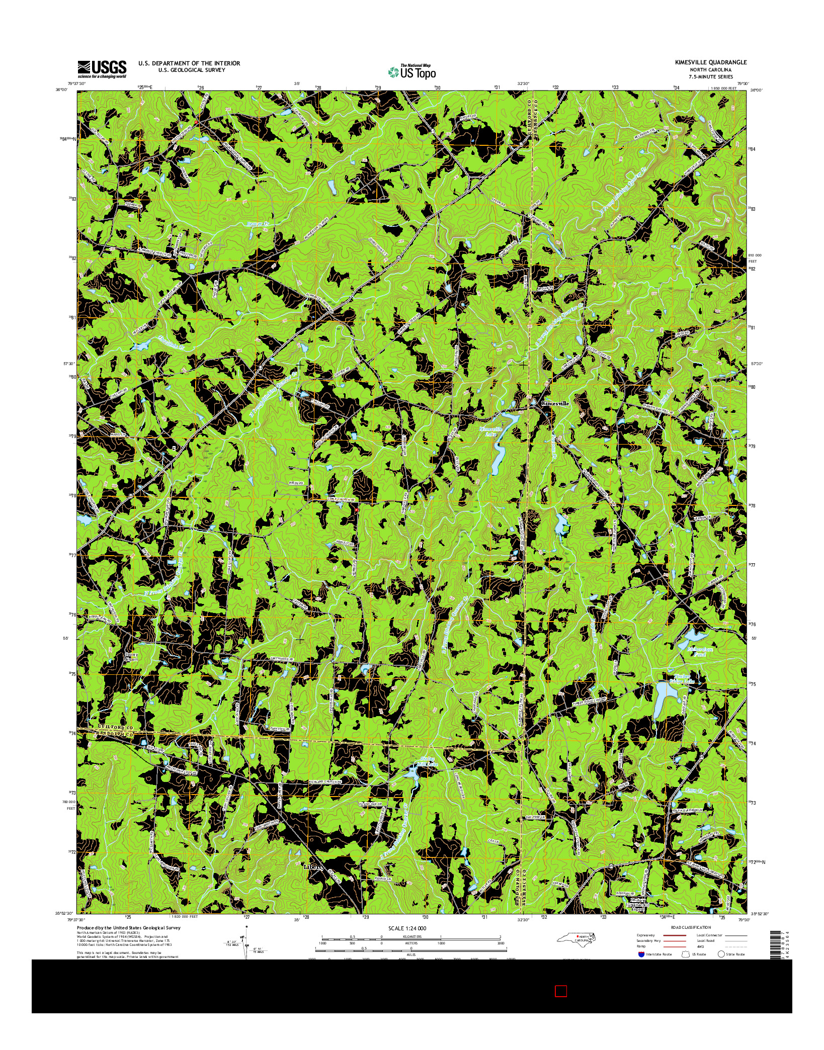 USGS US TOPO 7.5-MINUTE MAP FOR KIMESVILLE, NC 2016