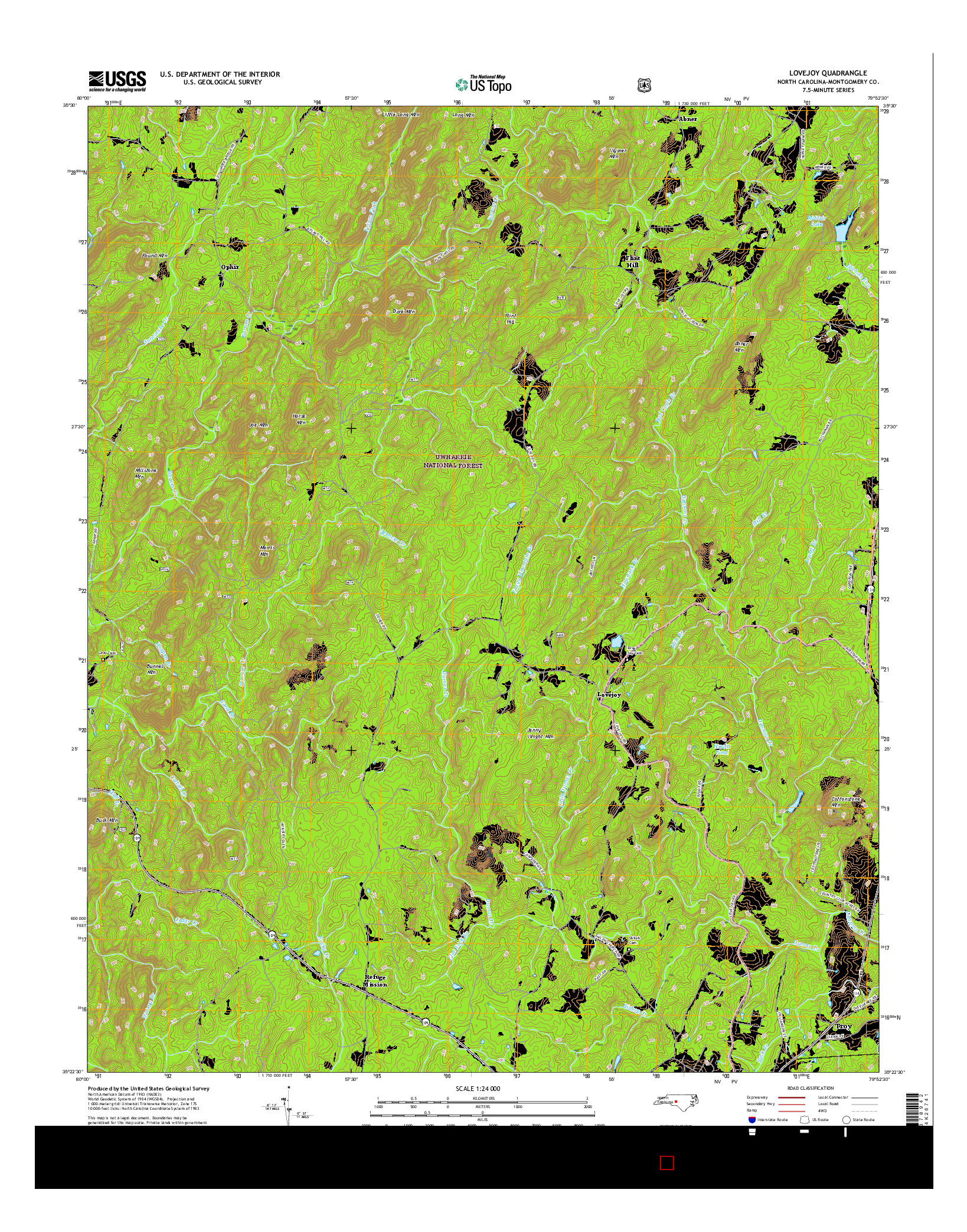 USGS US TOPO 7.5-MINUTE MAP FOR LOVEJOY, NC 2016