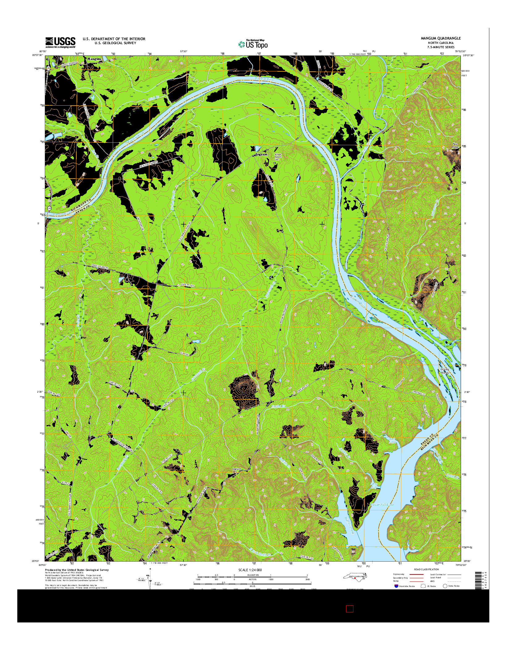 USGS US TOPO 7.5-MINUTE MAP FOR MANGUM, NC 2016