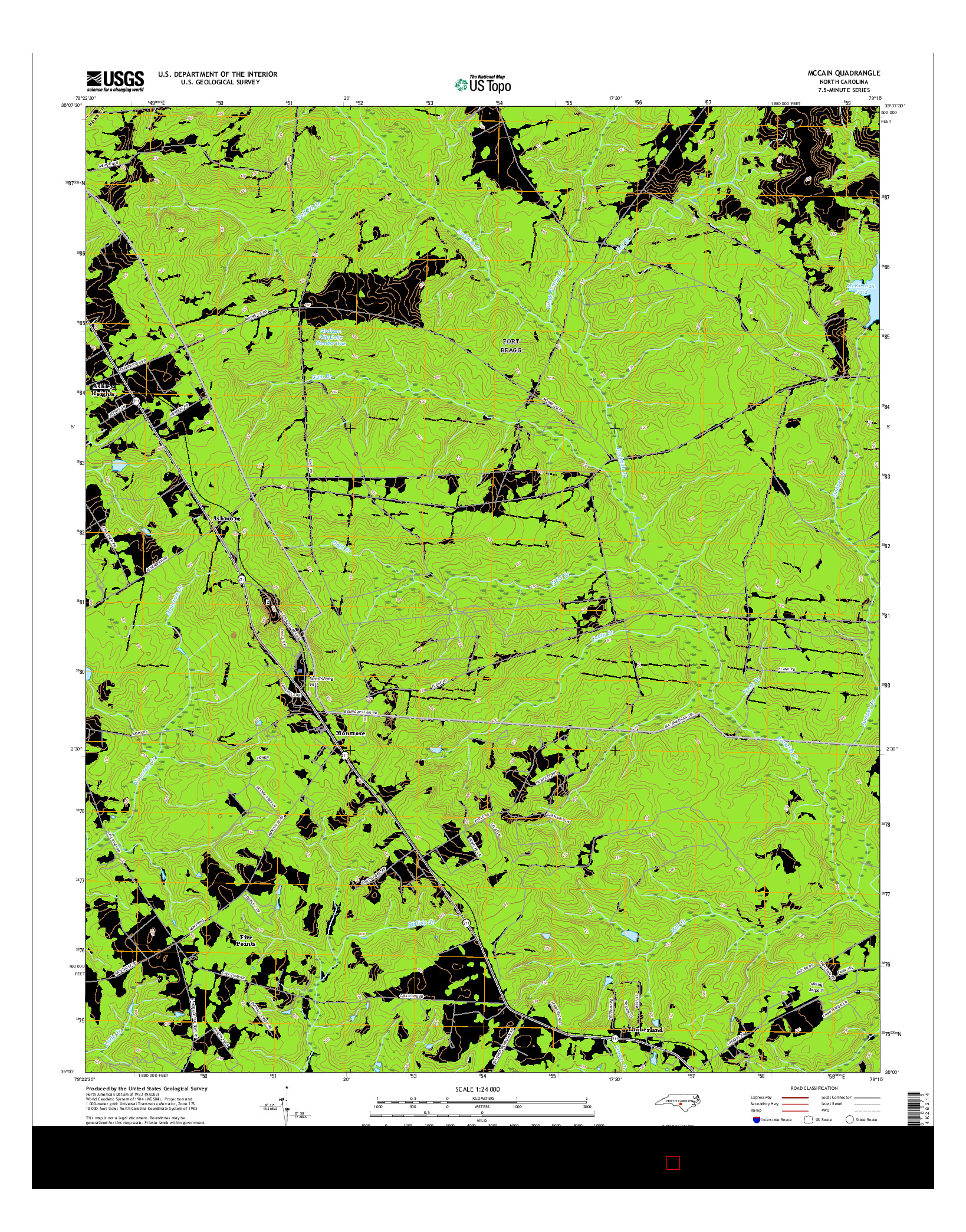 USGS US TOPO 7.5-MINUTE MAP FOR MCCAIN, NC 2016