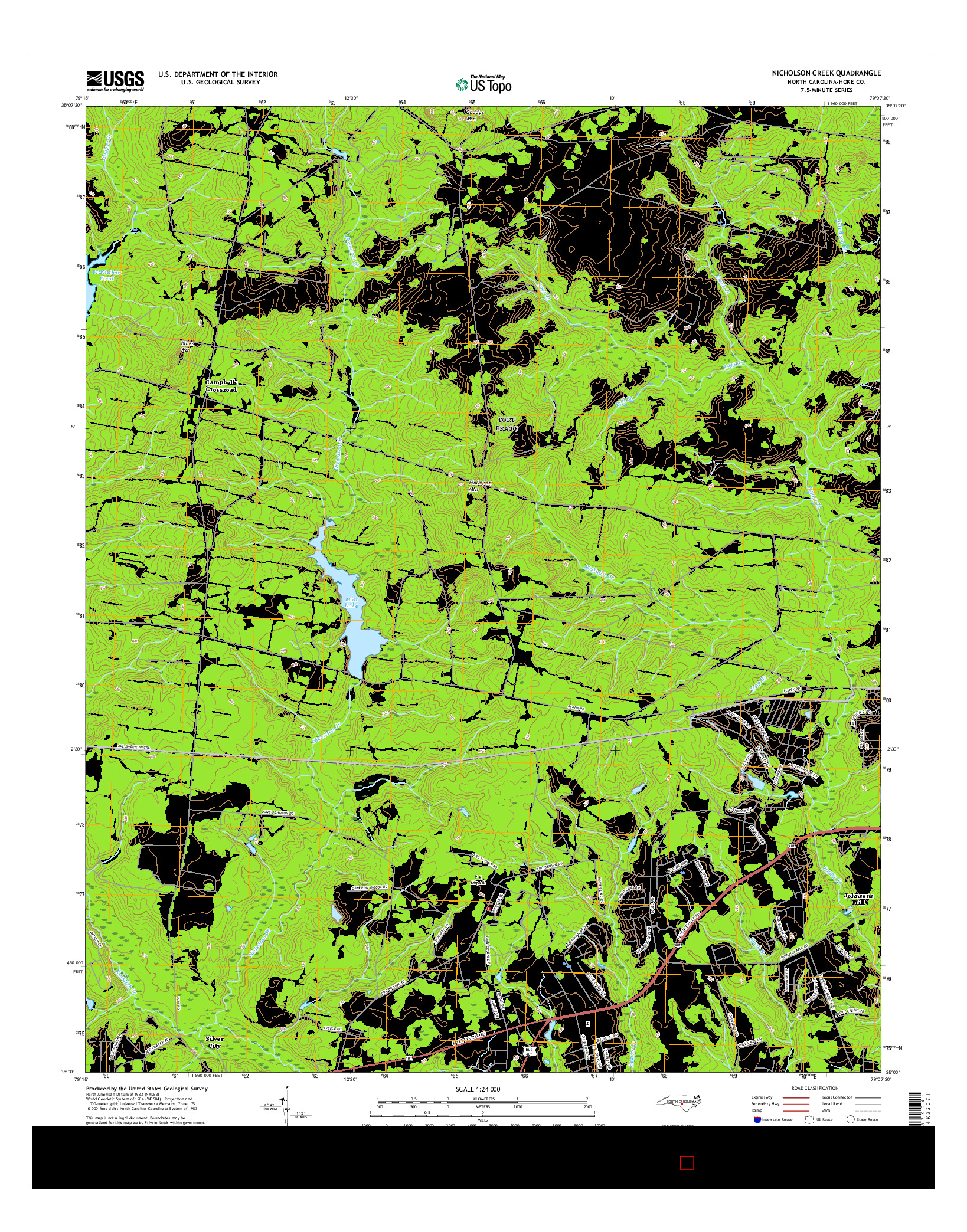 USGS US TOPO 7.5-MINUTE MAP FOR NICHOLSON CREEK, NC 2016