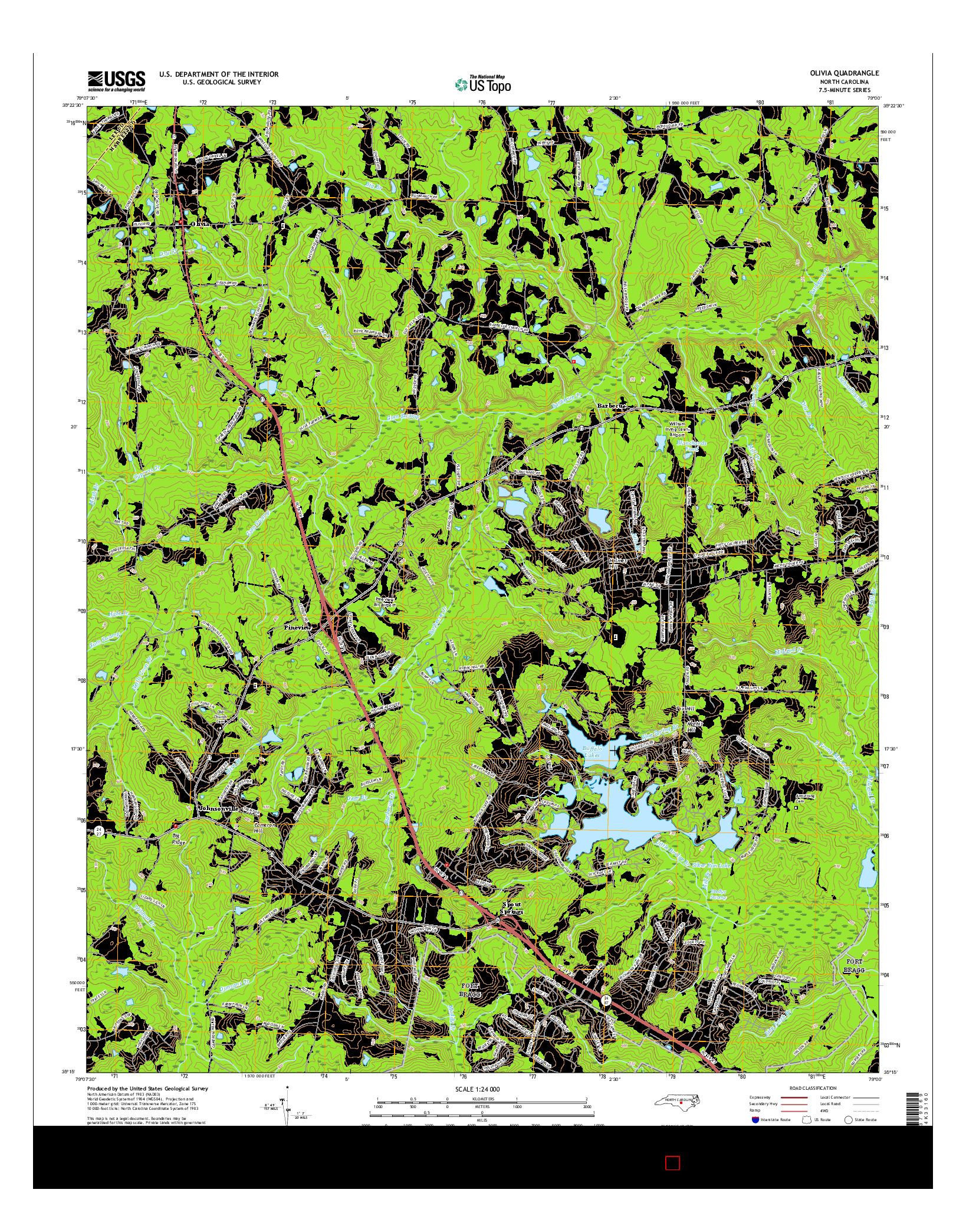 USGS US TOPO 7.5-MINUTE MAP FOR OLIVIA, NC 2016