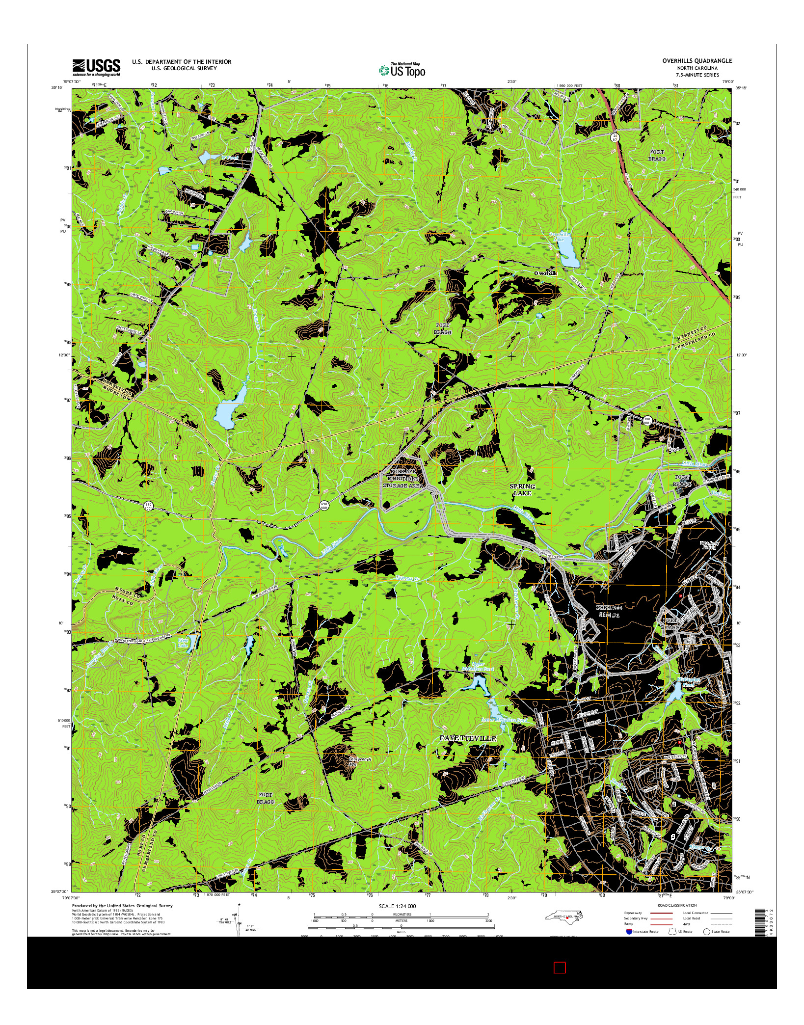 USGS US TOPO 7.5-MINUTE MAP FOR OVERHILLS, NC 2016