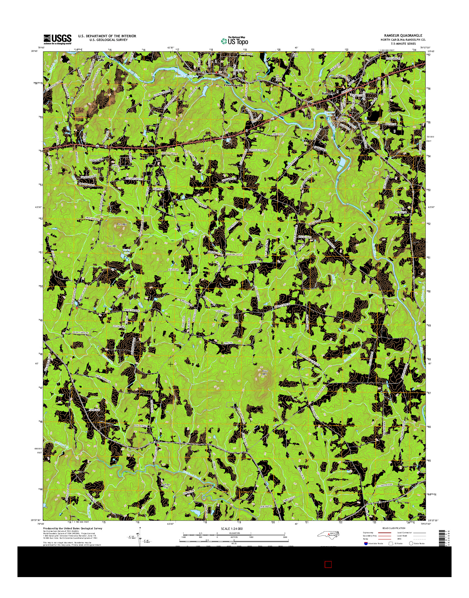 USGS US TOPO 7.5-MINUTE MAP FOR RAMSEUR, NC 2016