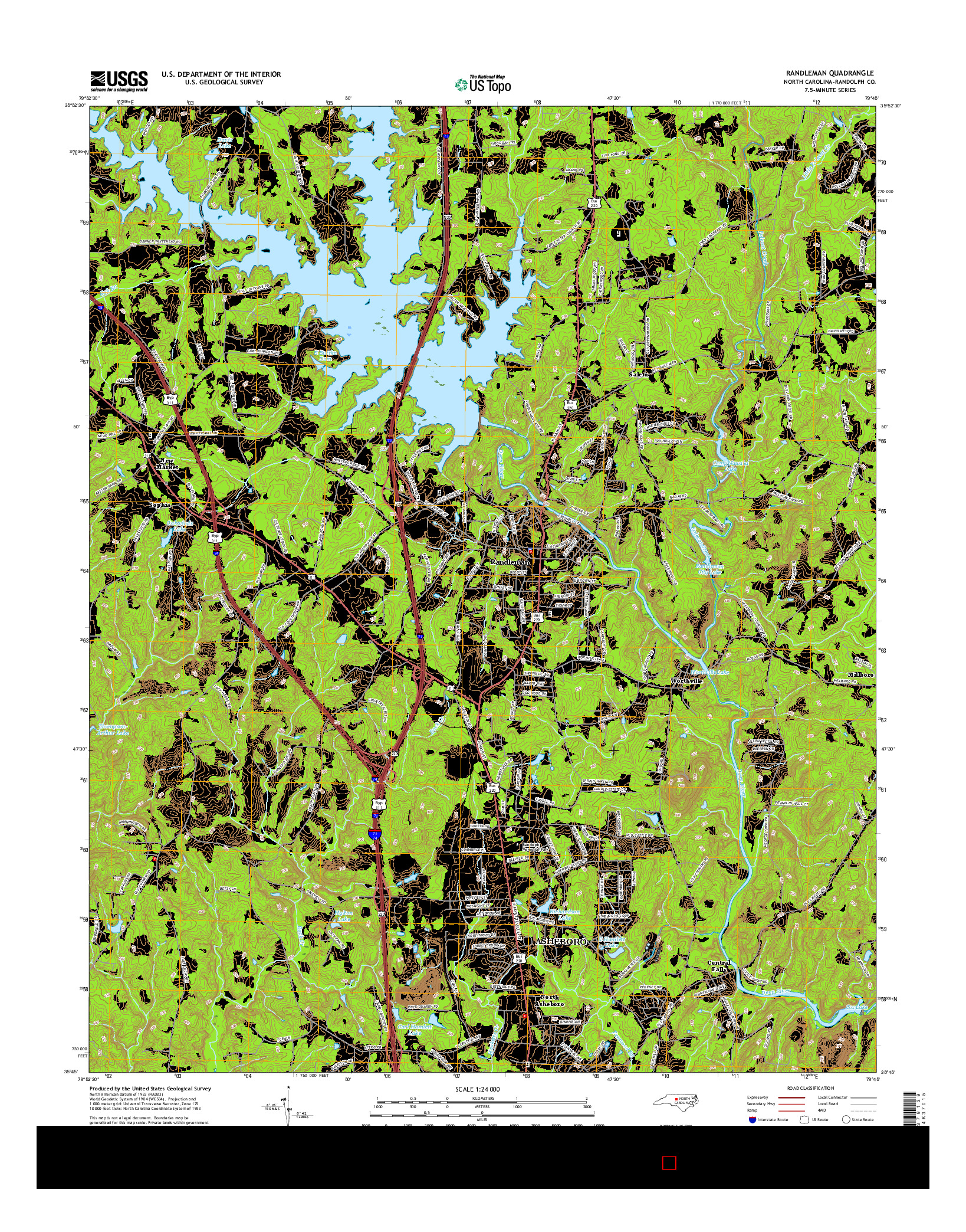 USGS US TOPO 7.5-MINUTE MAP FOR RANDLEMAN, NC 2016