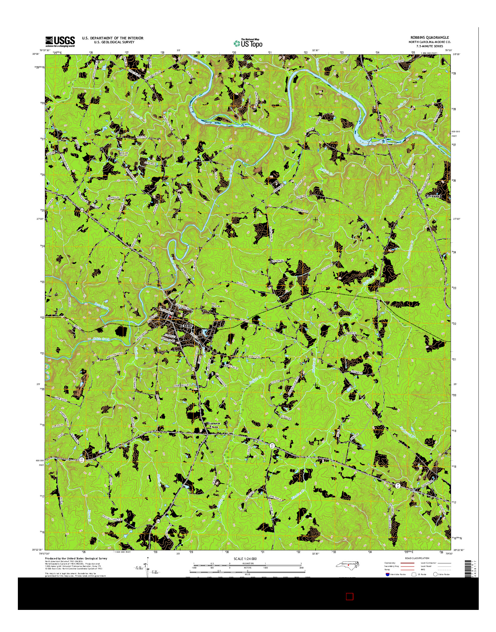 USGS US TOPO 7.5-MINUTE MAP FOR ROBBINS, NC 2016