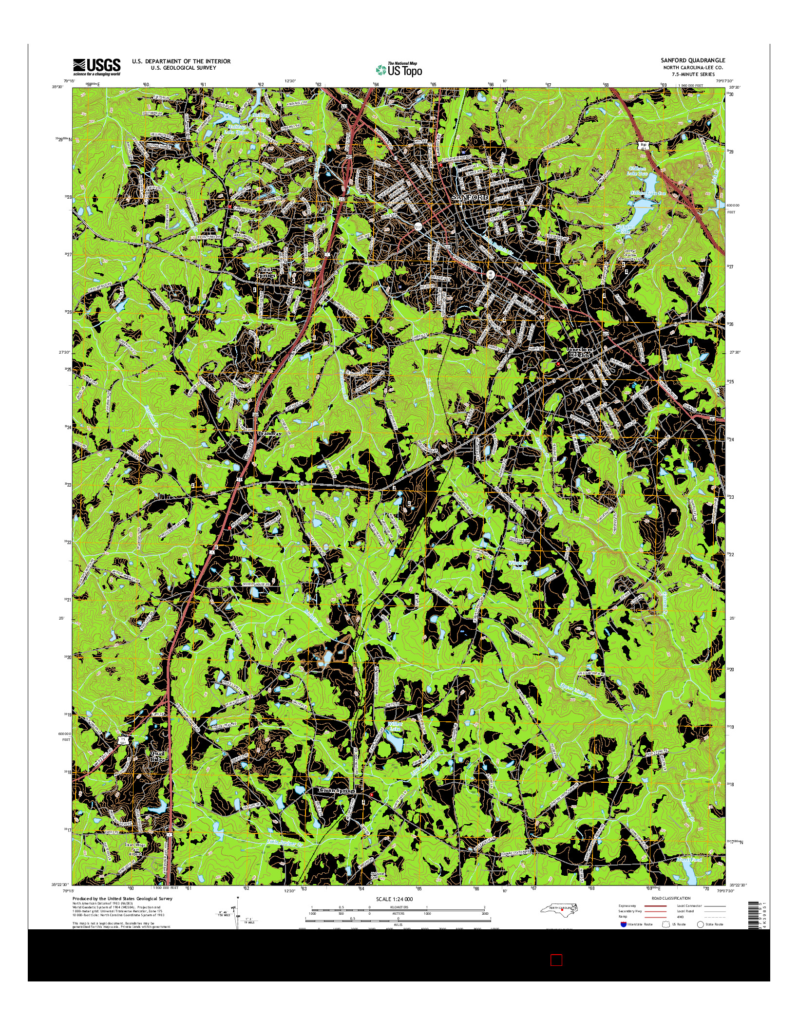 USGS US TOPO 7.5-MINUTE MAP FOR SANFORD, NC 2016