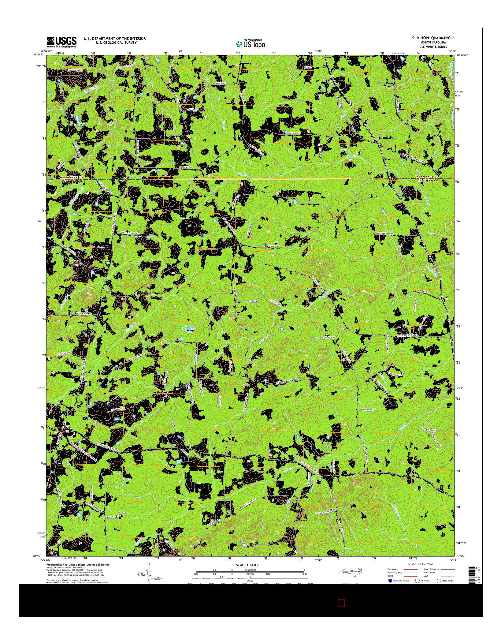 USGS US TOPO 7.5-MINUTE MAP FOR SILK HOPE, NC 2016